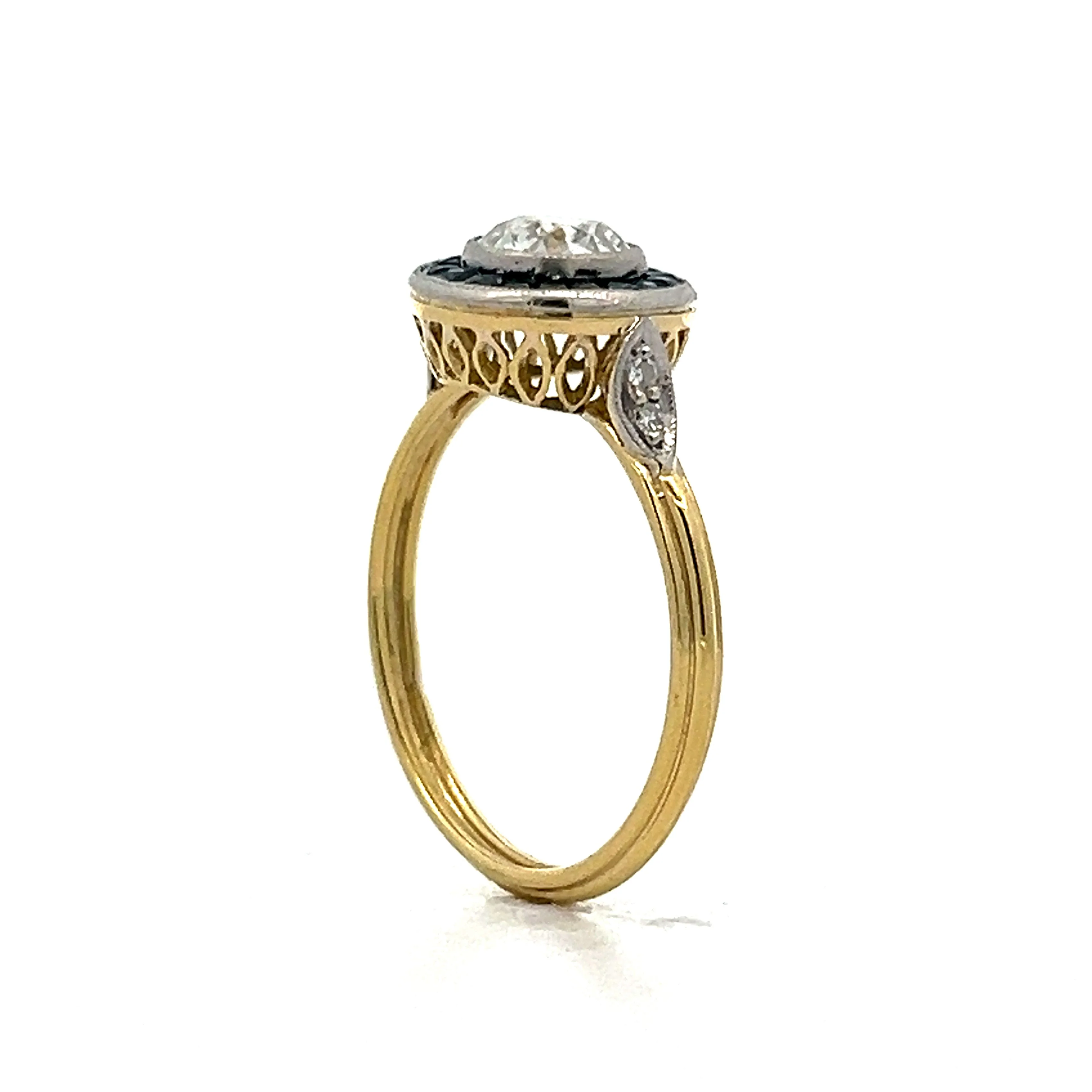 .89 Vintage Art Deco Halo Engagement Ring in 18k Yellow Gold - Image 5