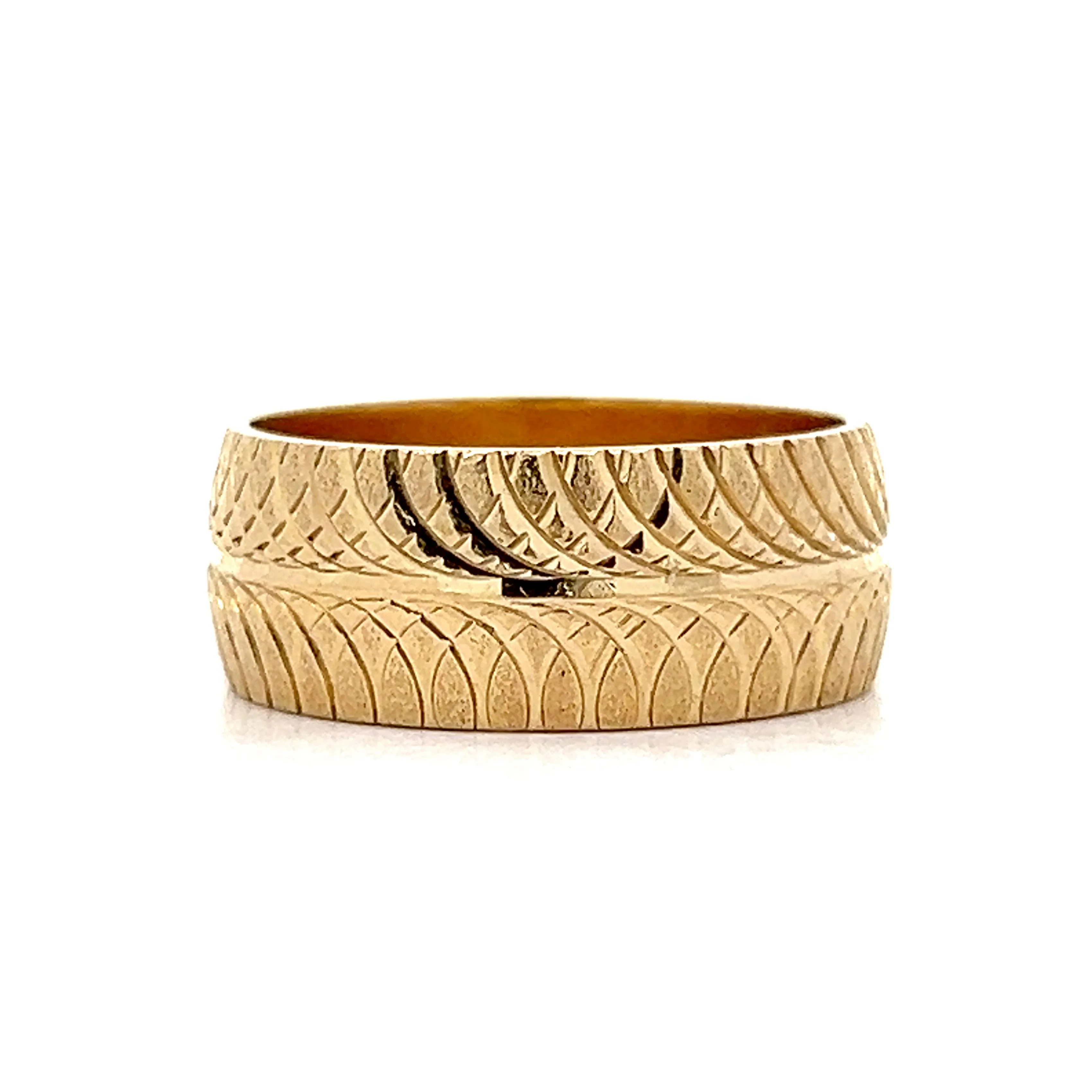 8mm Men's Double Swirl Band in 14k Yellow Gold