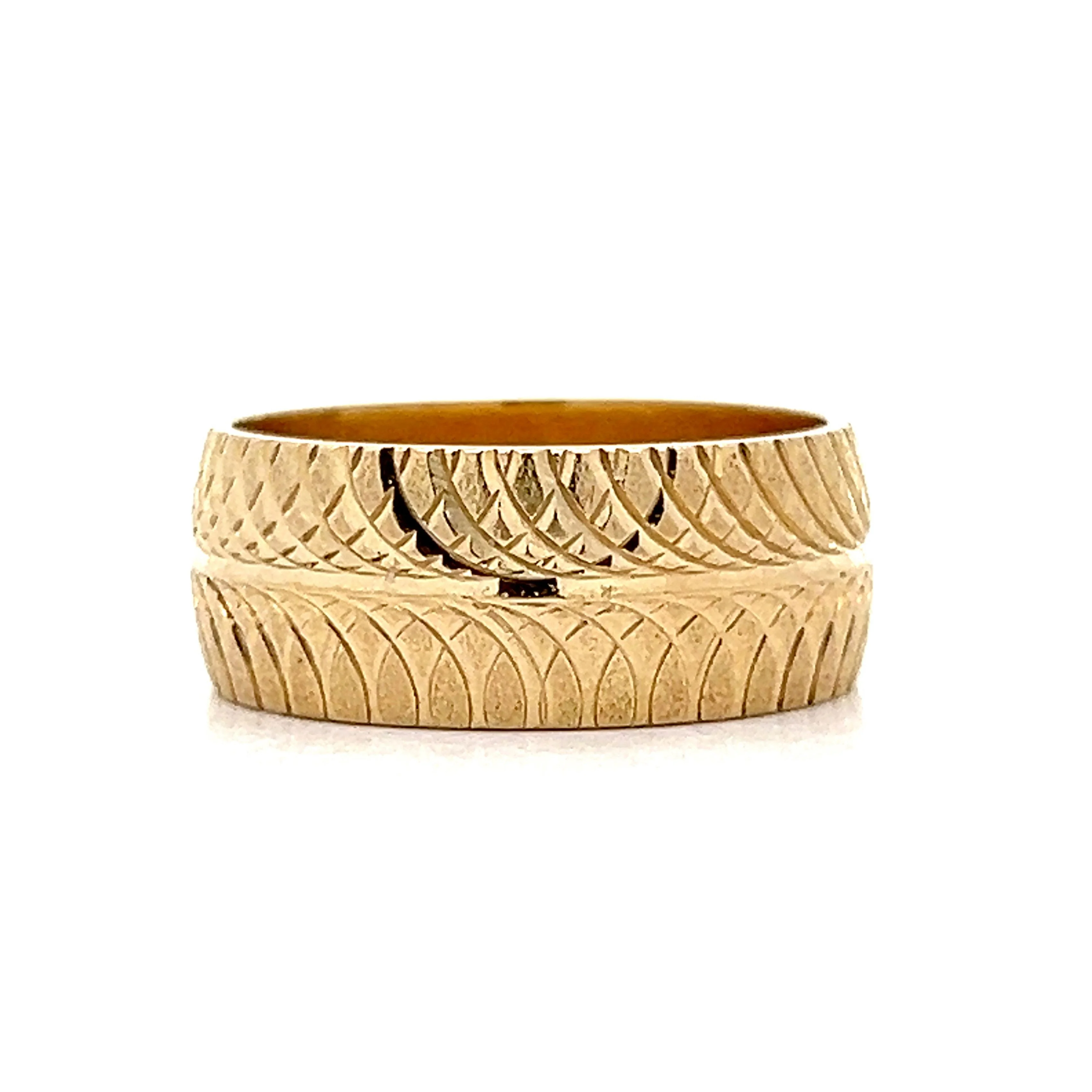 8mm Men's Double Swirl Band in 14k Yellow Gold - Image 3