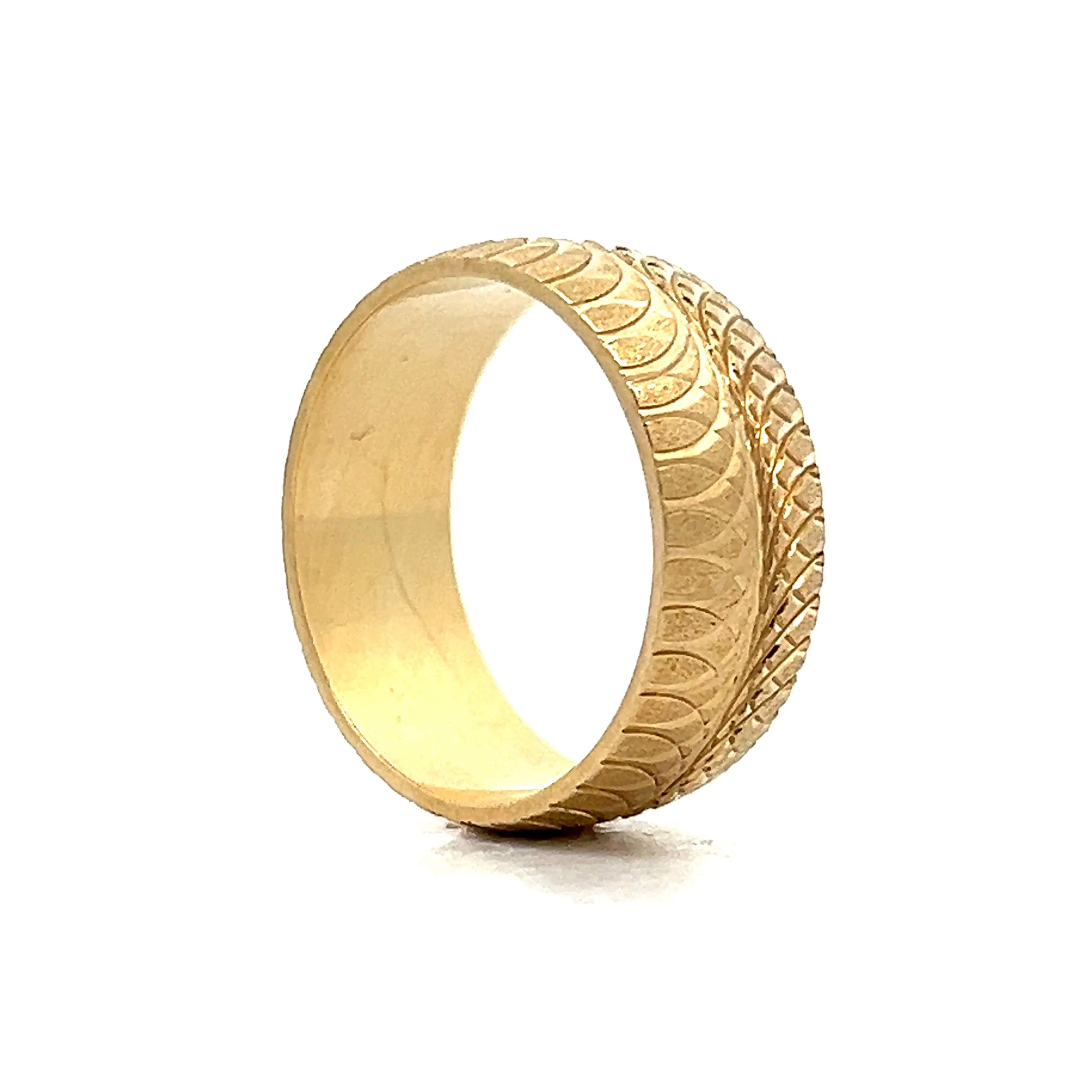 8mm Men's Double Swirl Band in 14k Yellow Gold - Image 5