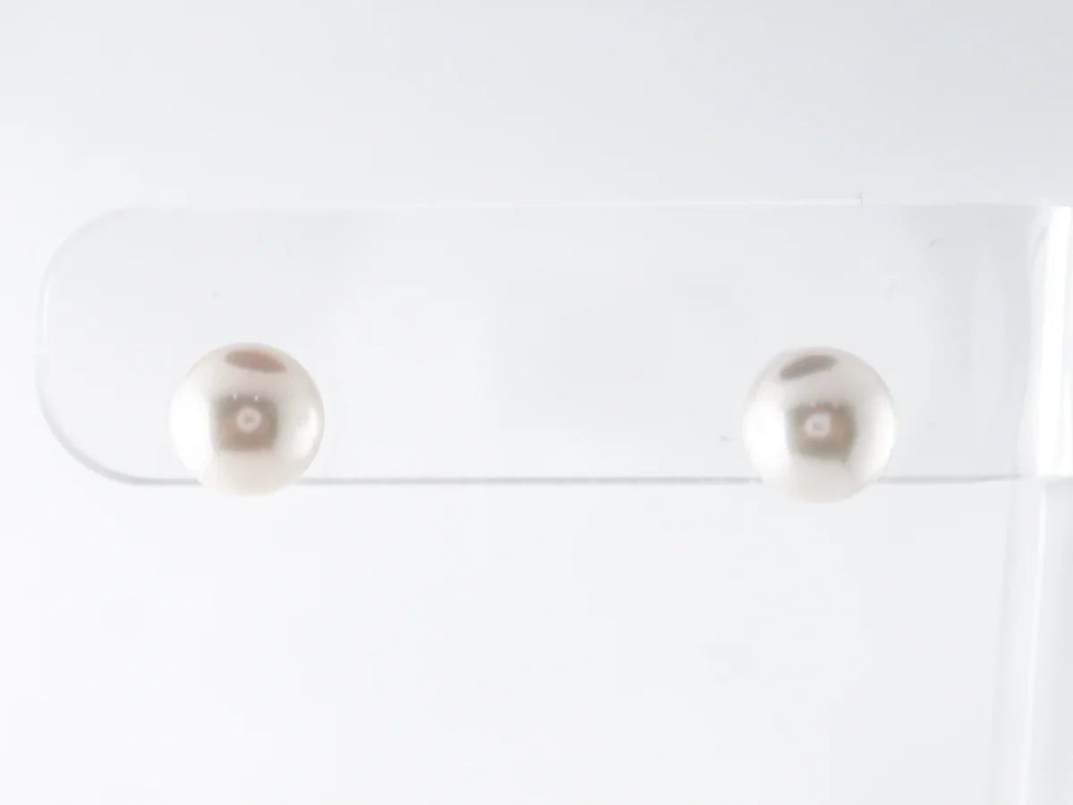 8mm Pearl Earrings in 14k White Gold - Image 2