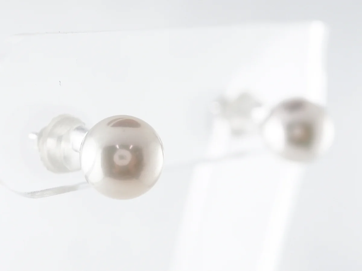 8mm Pearl Earrings in 14k White Gold - Image 4