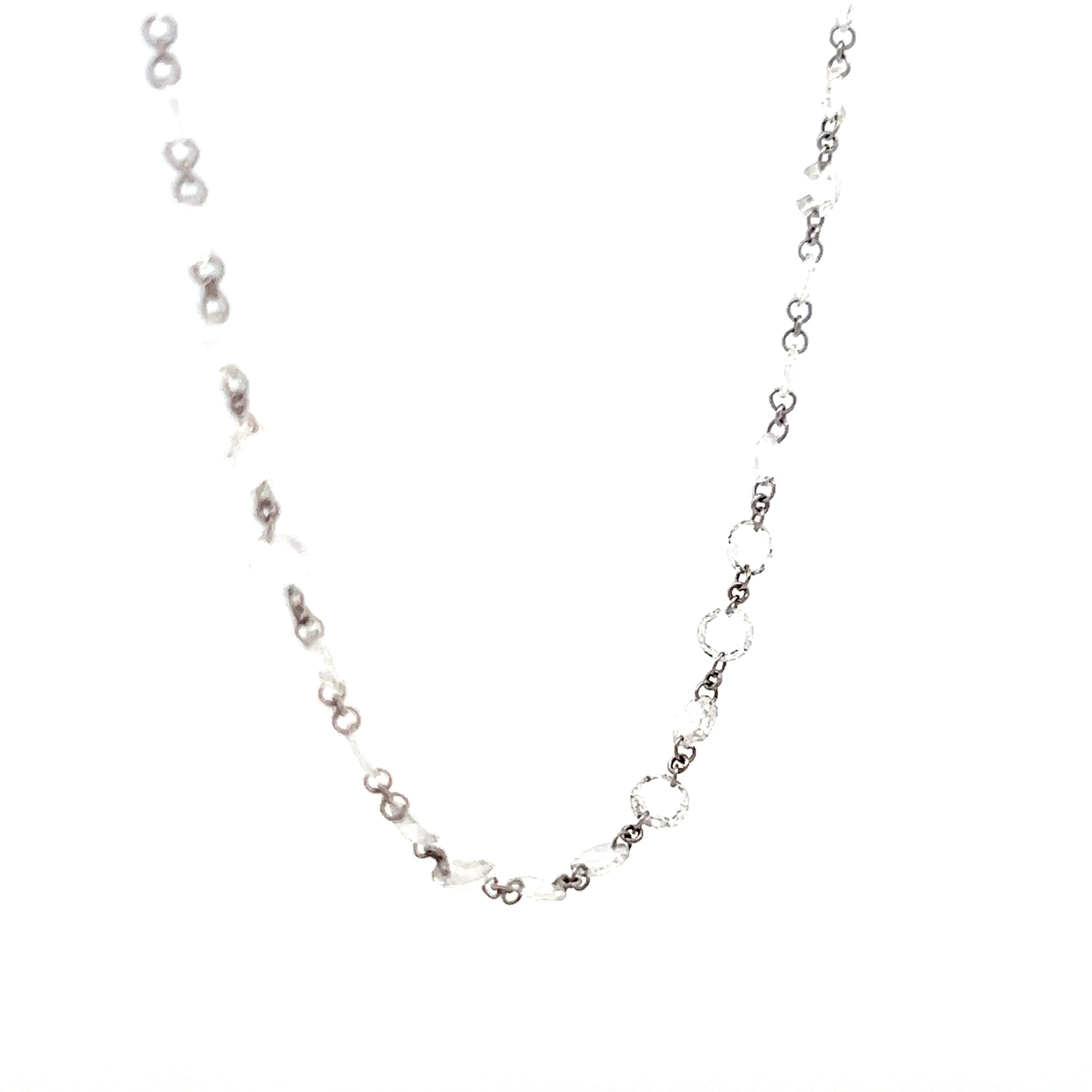 9.00 Rose Cut Diamond Necklace in 18k White Gold - Image 3