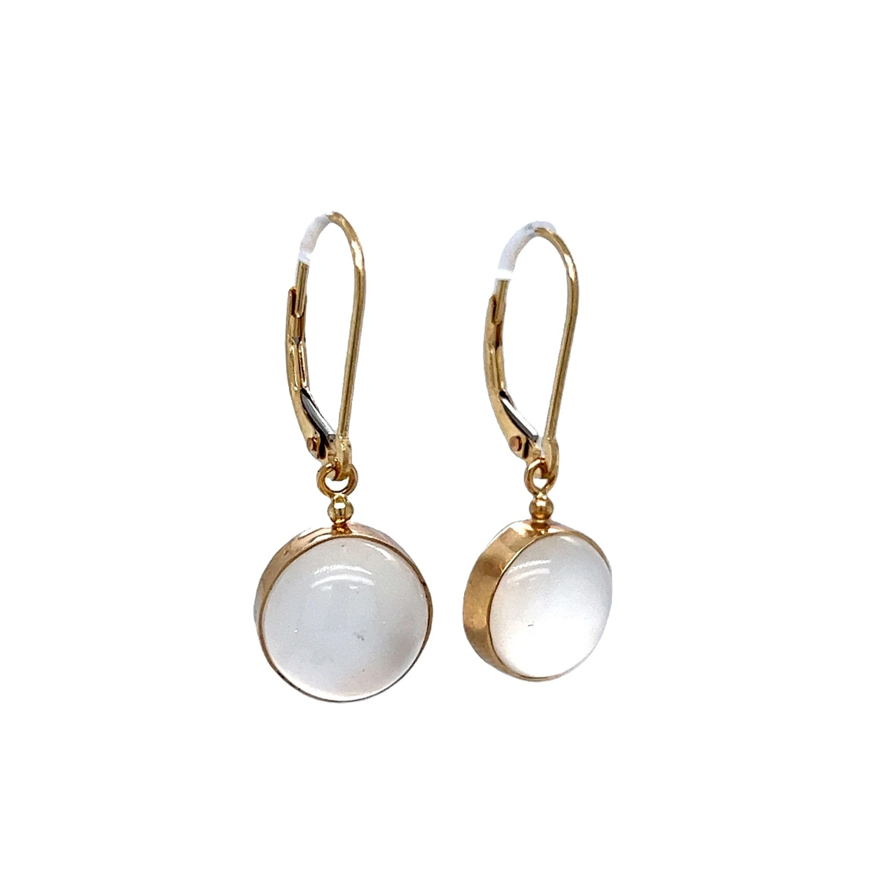 9.08 Cabochon Moonstone Dangle Earrings in 14k Yellow Gold - Image 3