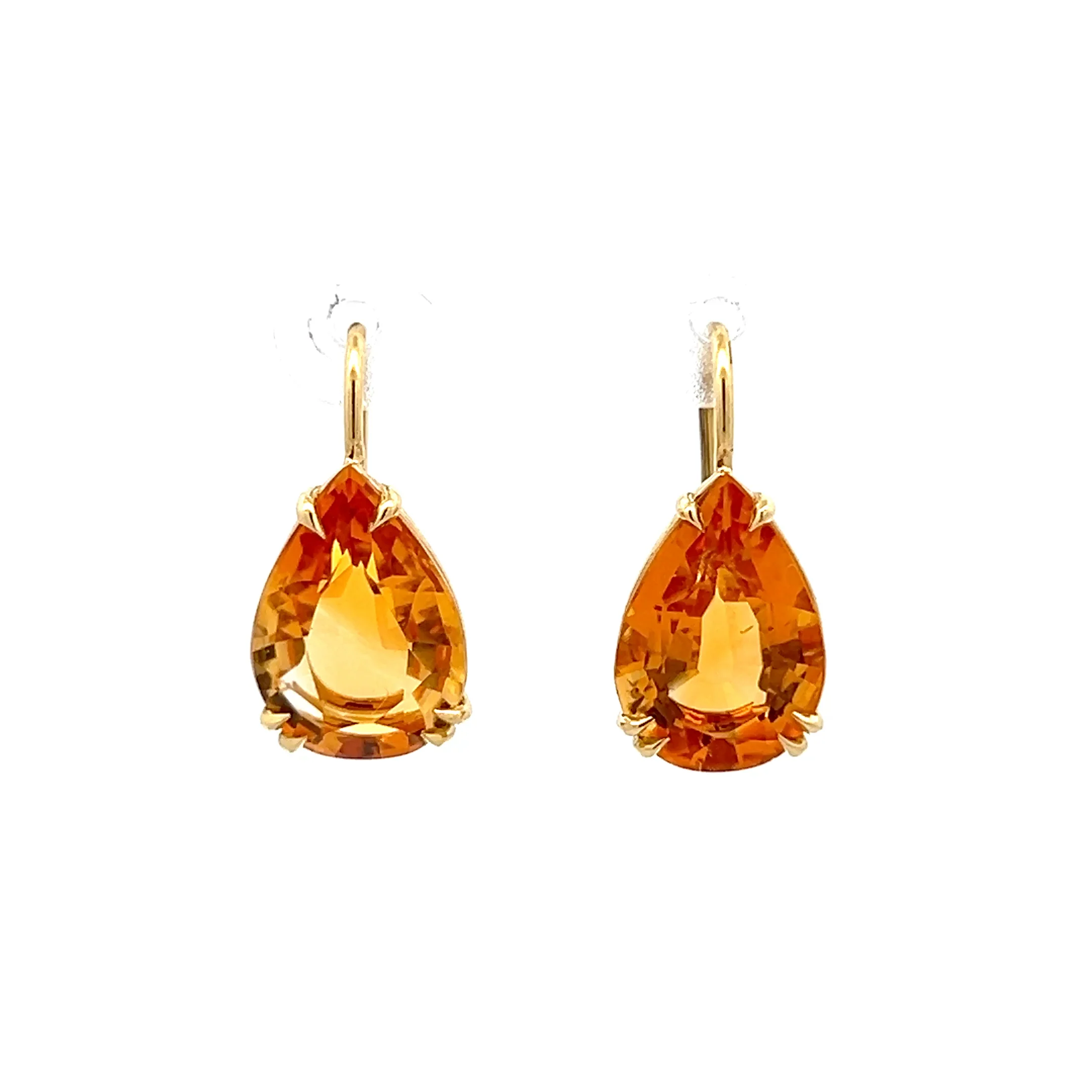 9.22 Pear Citrine Drop Earrings in 14k Yellow Gold
