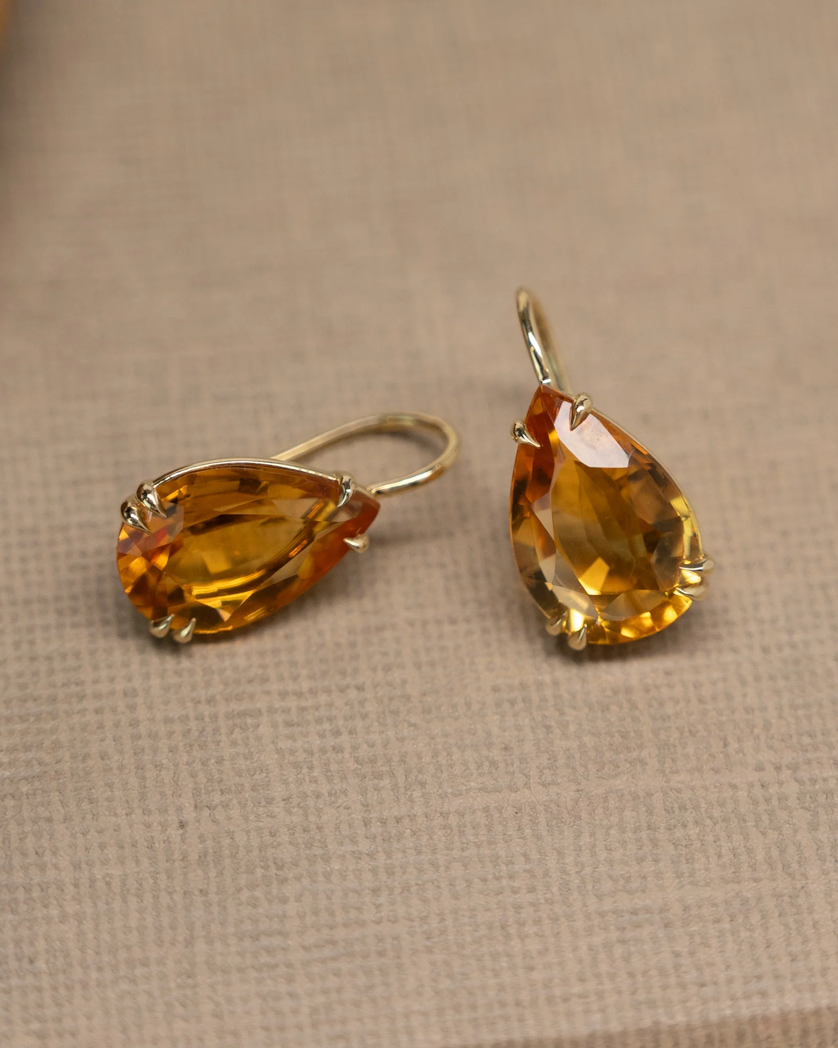 9.22 Pear Citrine Drop Earrings in 14k Yellow Gold - Image 4
