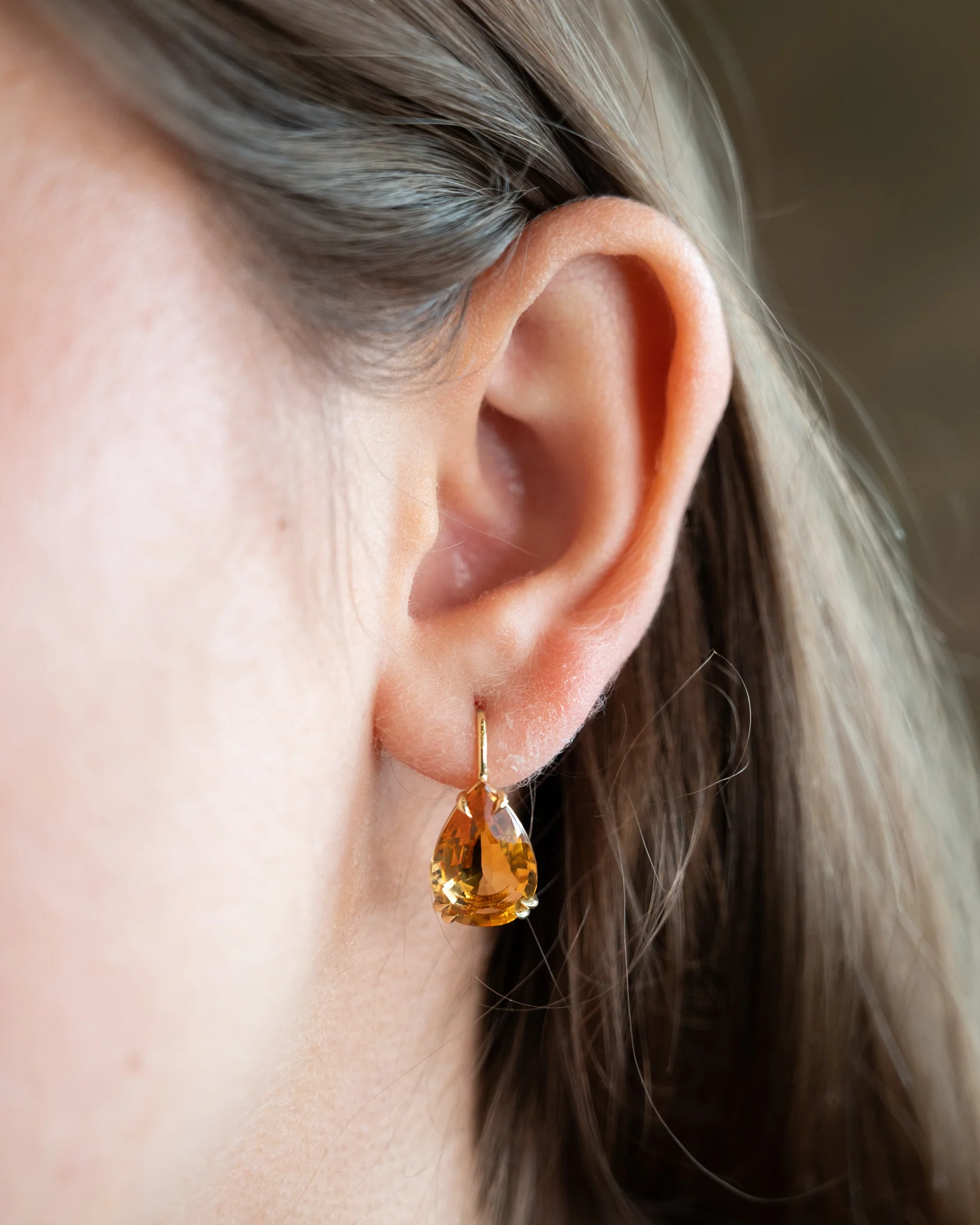 9.22 Pear Citrine Drop Earrings in 14k Yellow Gold - Image 5