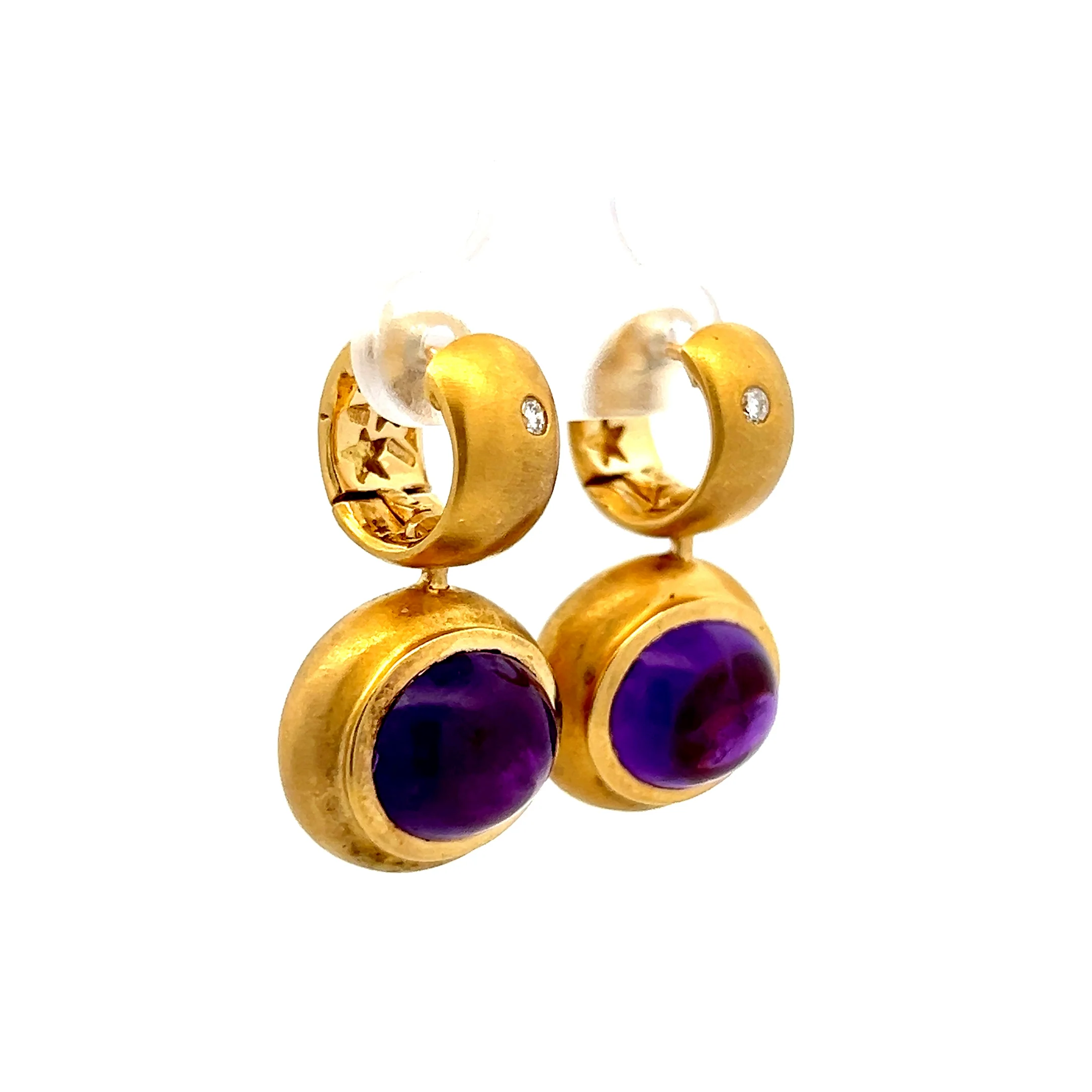 9.40 H. Stern Amethyst Convertible Hoop Earrings 18k - Image 3