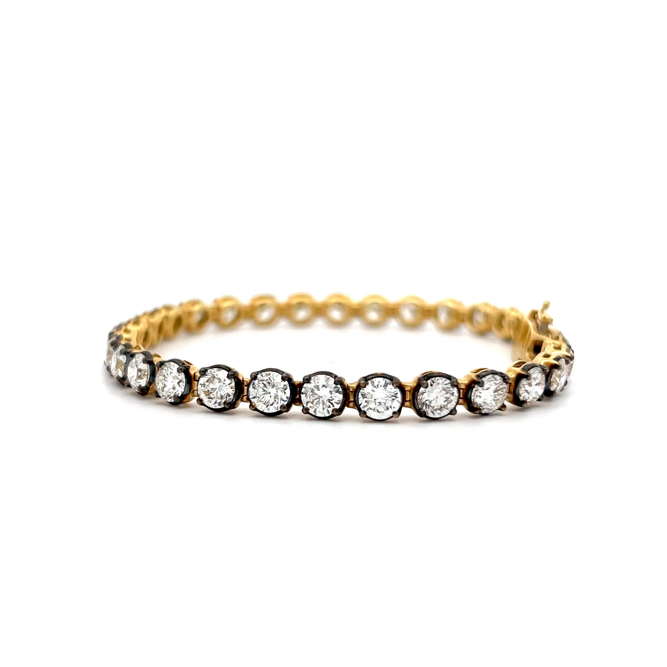 9.55 Diamond Black Rhodium Tennis Bracelet in 18k Yellow Gold - Image 2