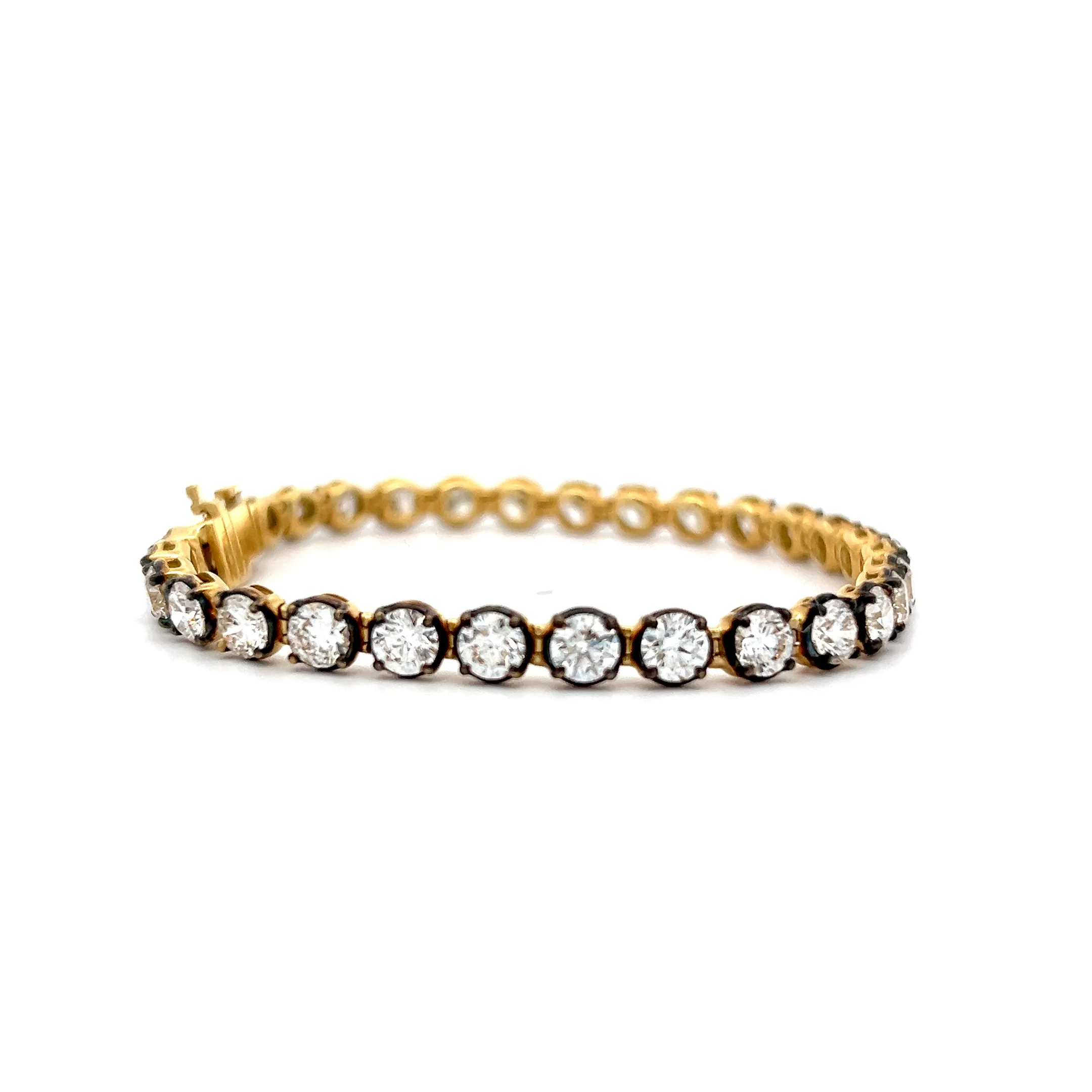 9.55 Diamond Black Rhodium Tennis Bracelet in 18k Yellow Gold - Image 3