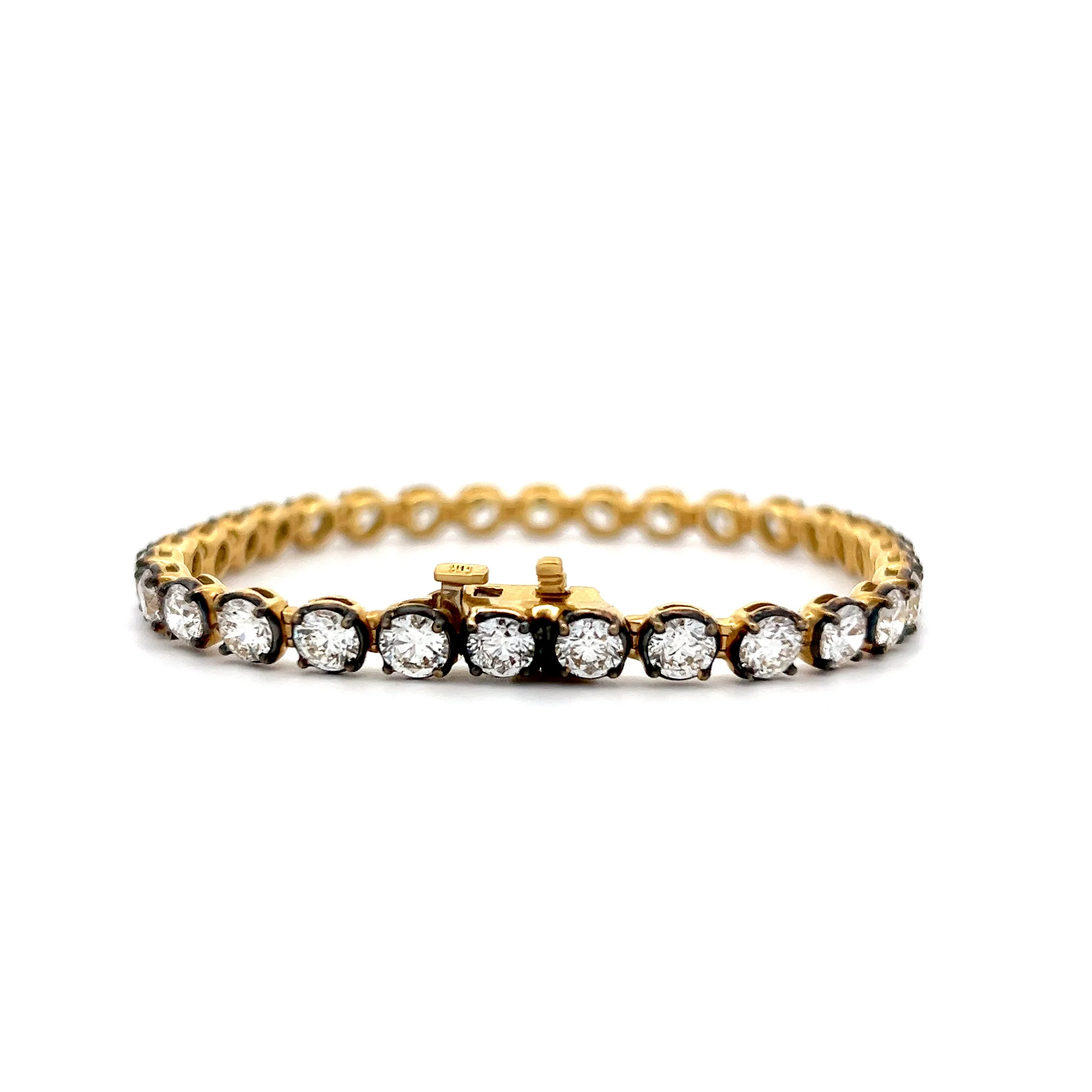 9.55 Diamond Black Rhodium Tennis Bracelet in 18k Yellow Gold - Image 4