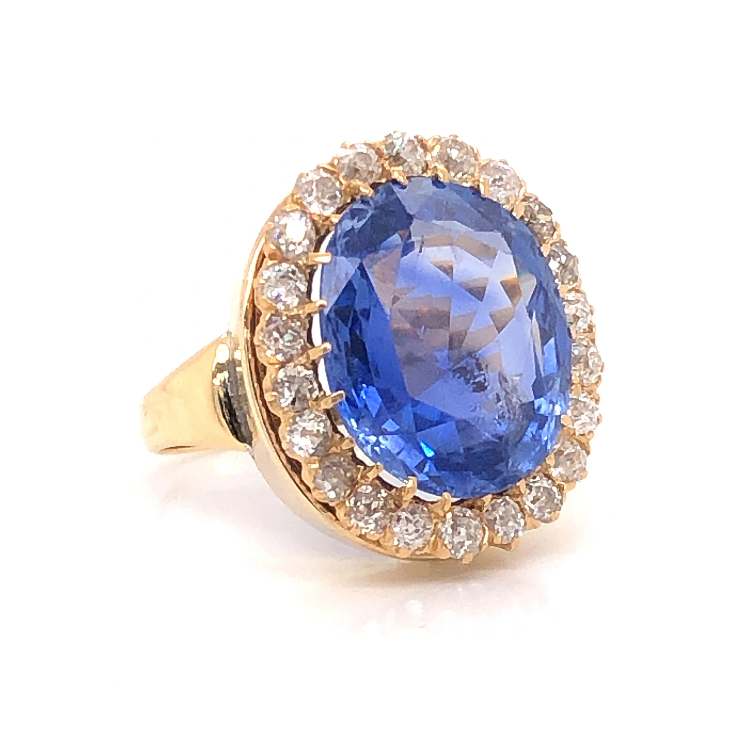 9.62 Victorian Blue Spinel & Diamond Cocktail Ring in 14k - Image 3