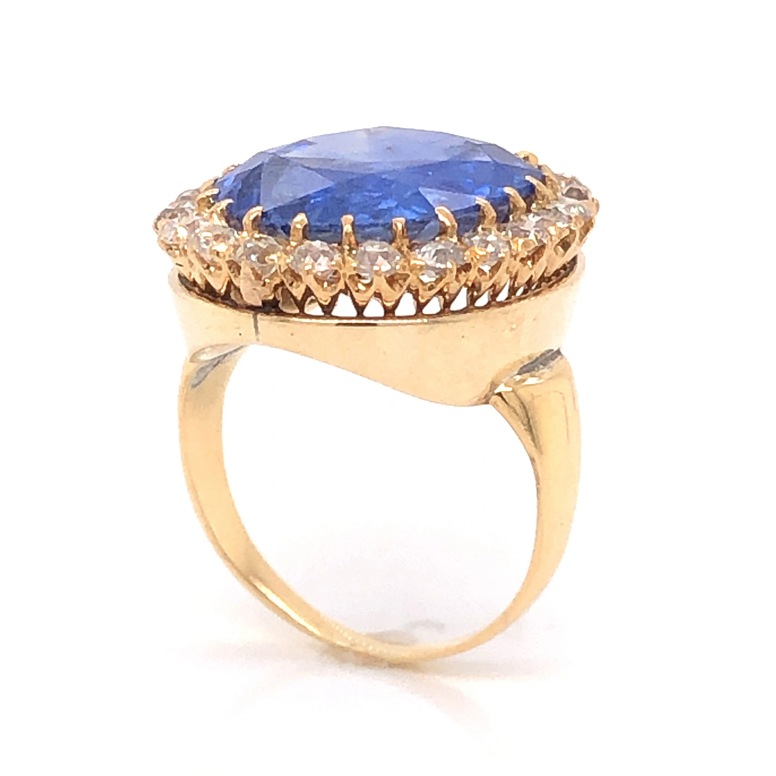 9.62 Victorian Blue Spinel & Diamond Cocktail Ring in 14k - Image 4