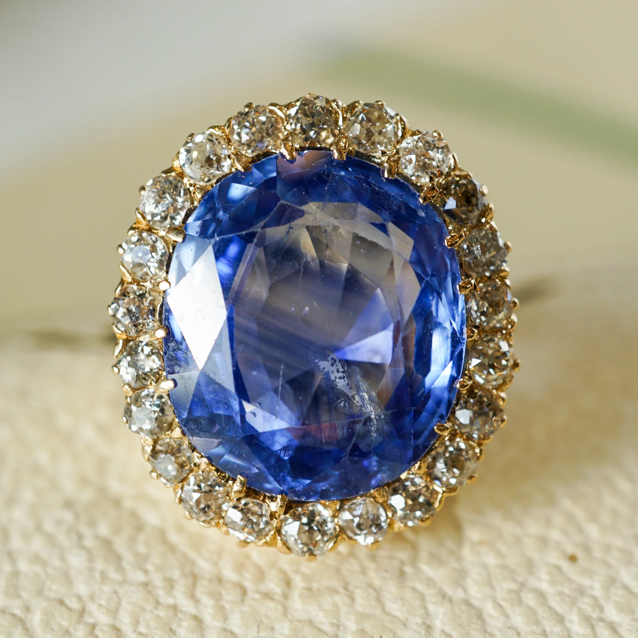 9.62 Victorian Blue Spinel & Diamond Cocktail Ring in 14k - Image 5