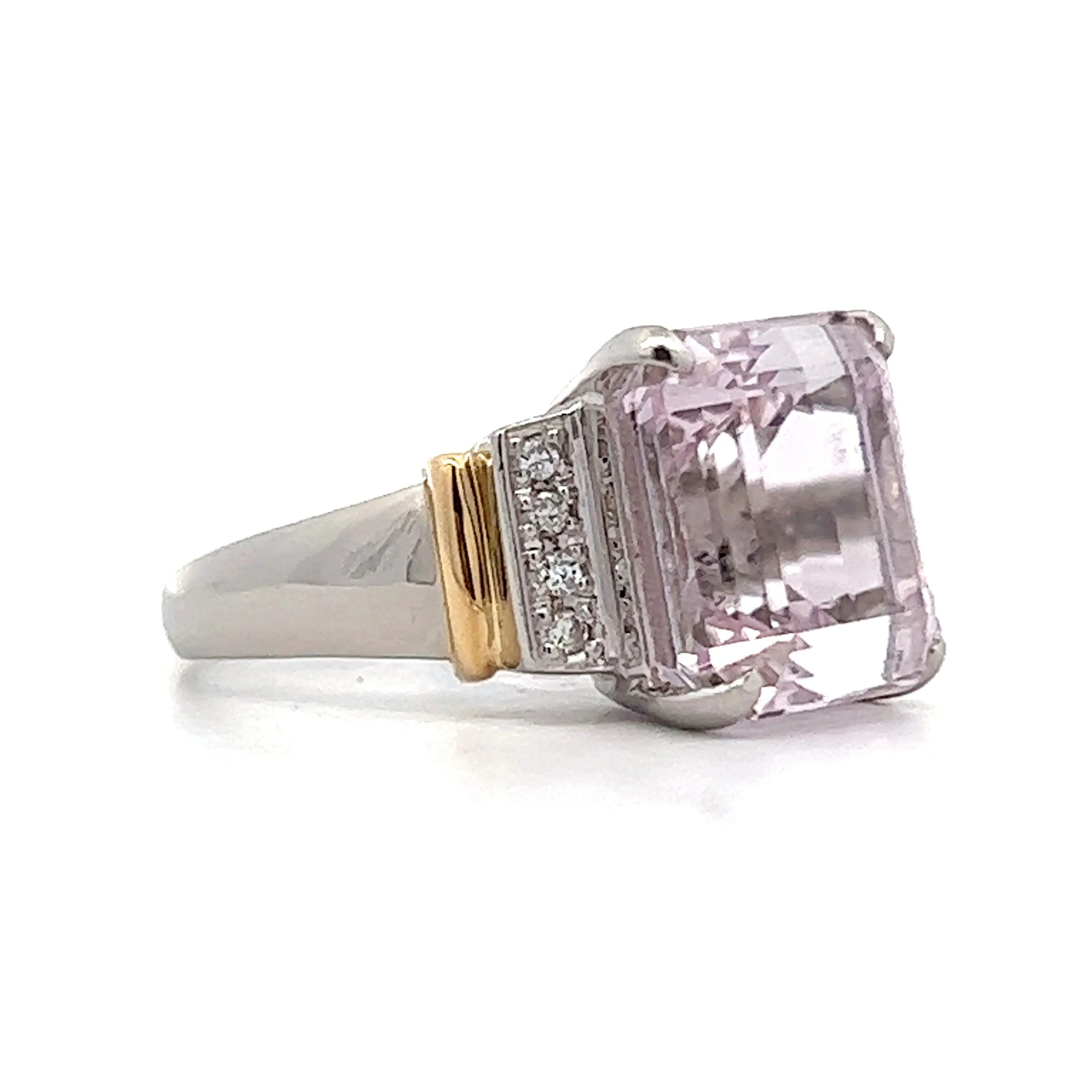 9.64 Emerald Cut Kunzite Cocktail Ring in 18k White Gold - Image 3