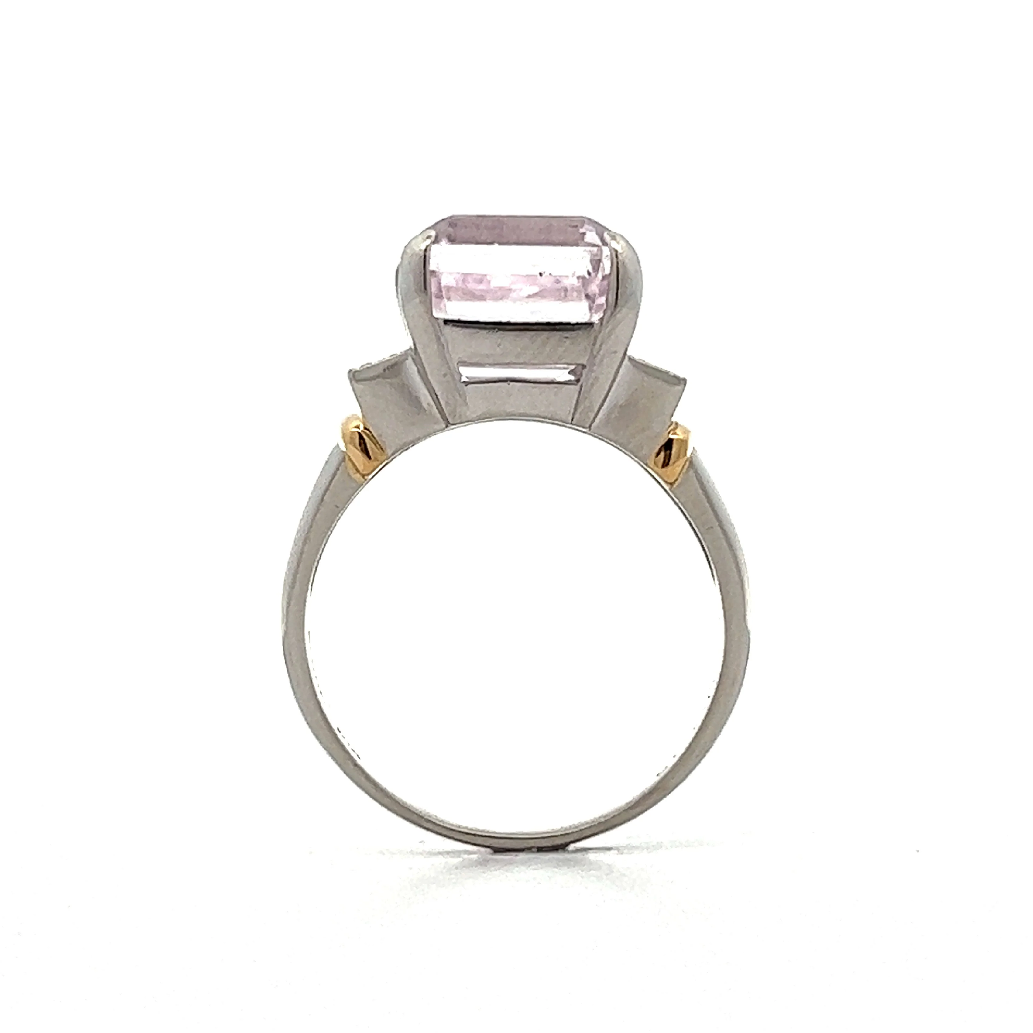 9.64 Emerald Cut Kunzite Cocktail Ring in 18k White Gold - Image 4