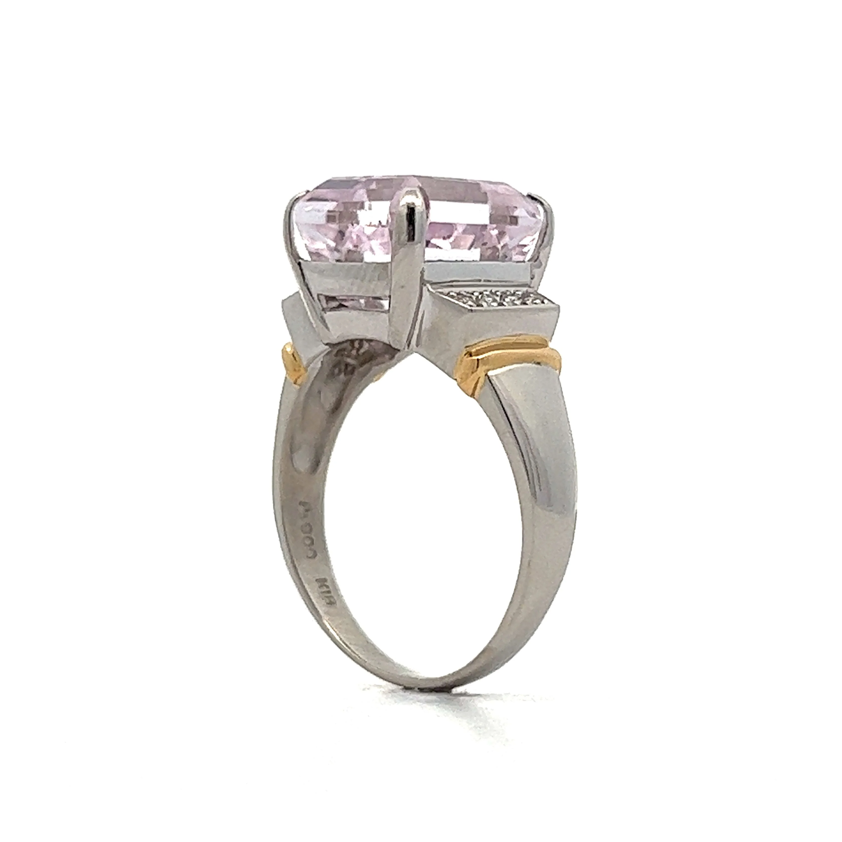 9.64 Emerald Cut Kunzite Cocktail Ring in 18k White Gold - Image 5
