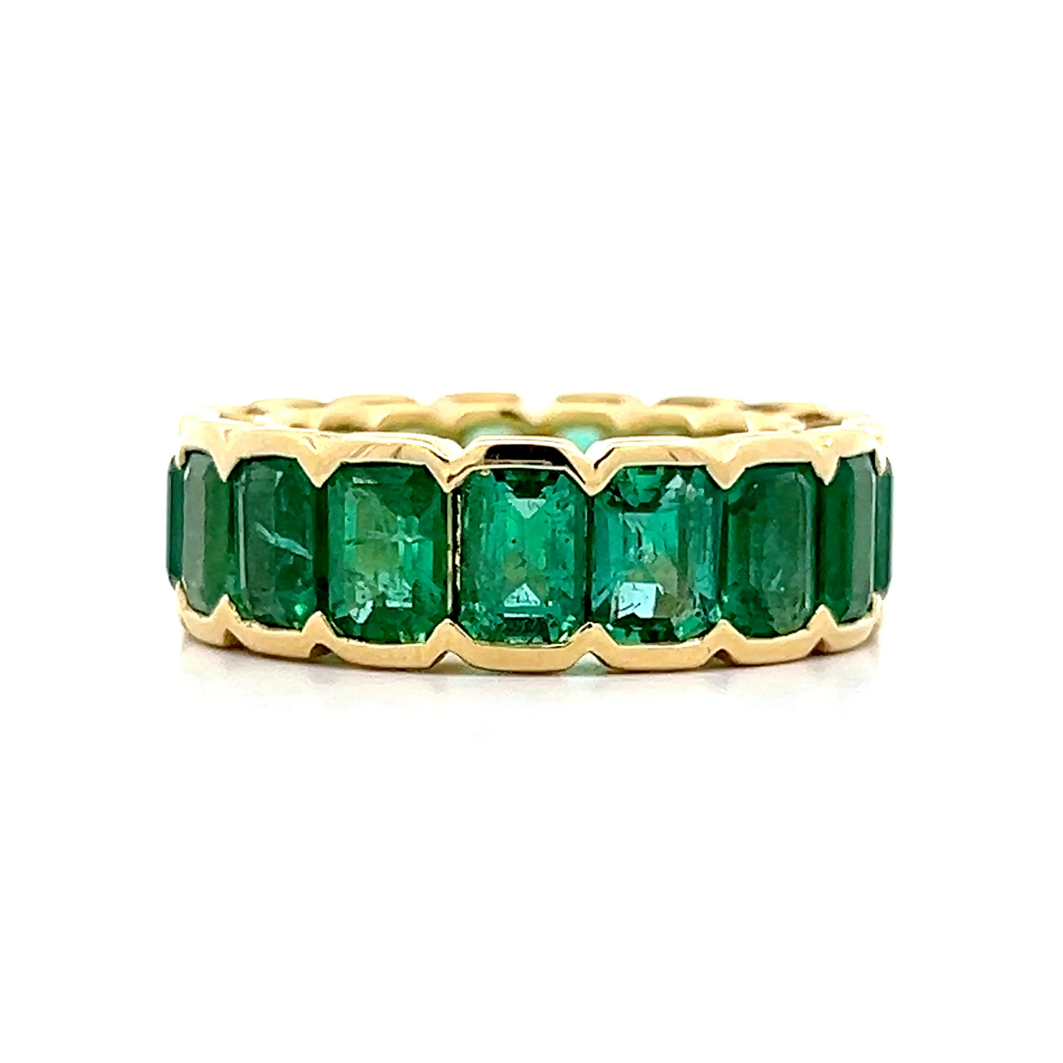 9.80 Emerald Cut Emerald Eternity Band in 18k - Image 2