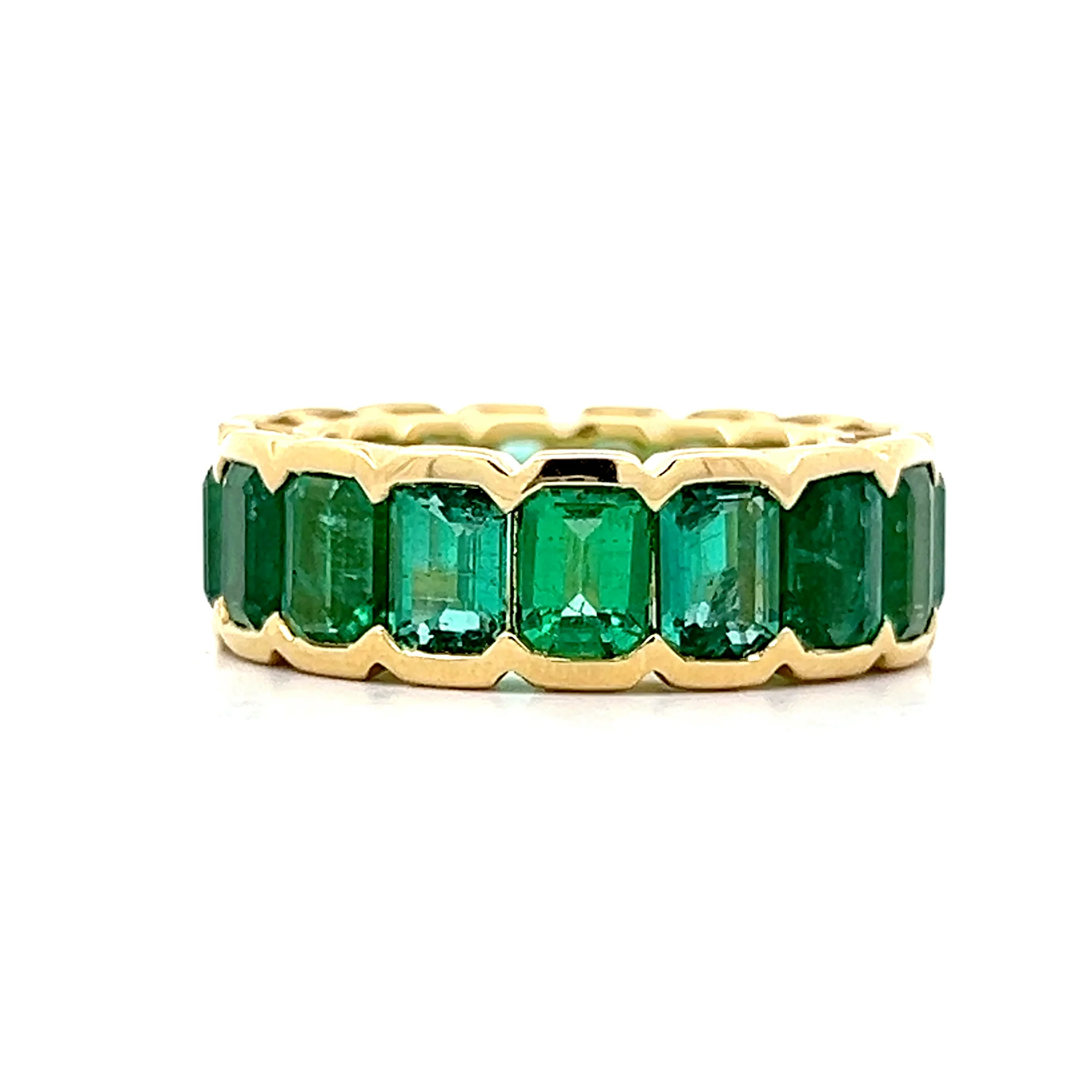 9.80 Emerald Cut Emerald Eternity Band in 18k - Image 3