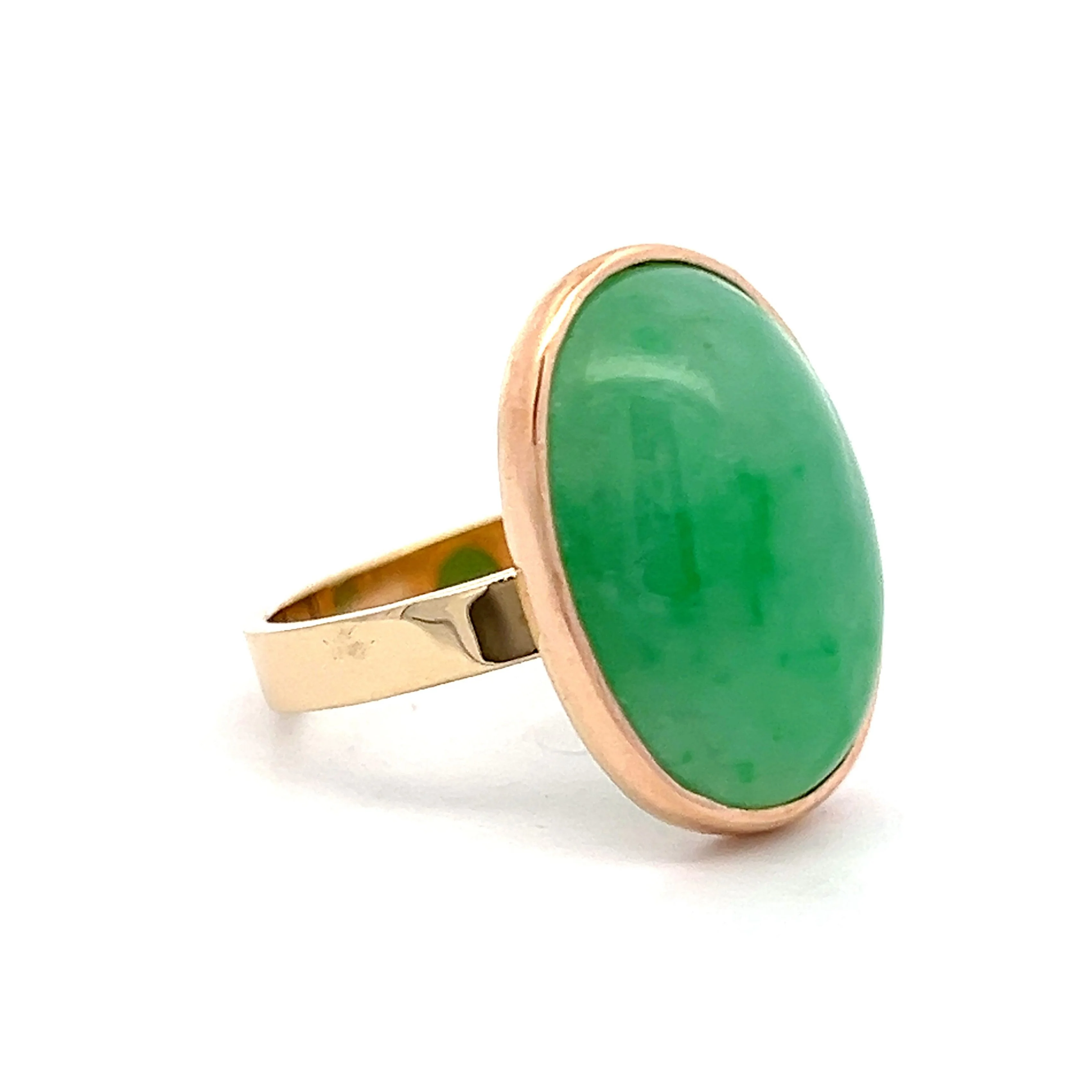 9.82 Cabochon Cut Jadeite in 14k Yellow Gold - Image 3