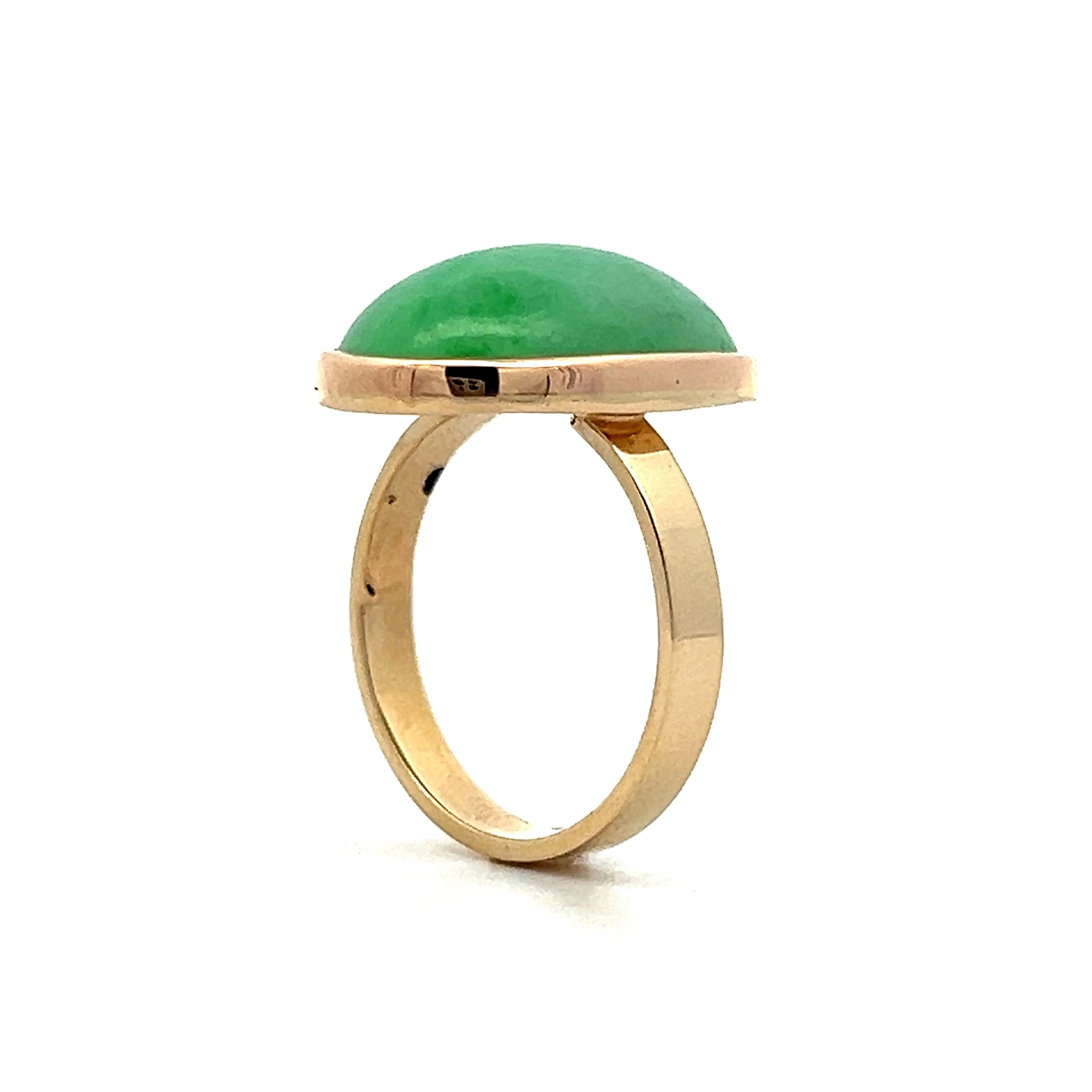 9.82 Cabochon Cut Jadeite in 14k Yellow Gold - Image 5