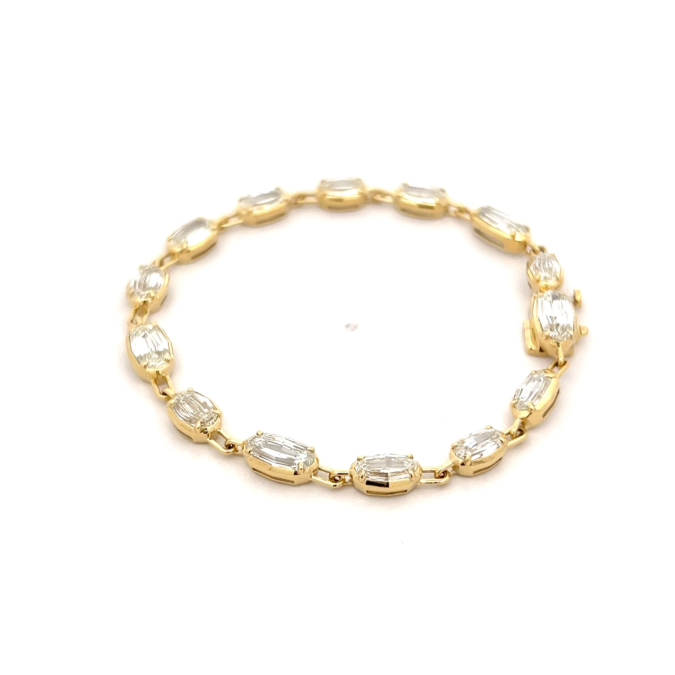 9.89 Diamond Paperclip Link Bracelet 18k Yellow Gold - Image 2