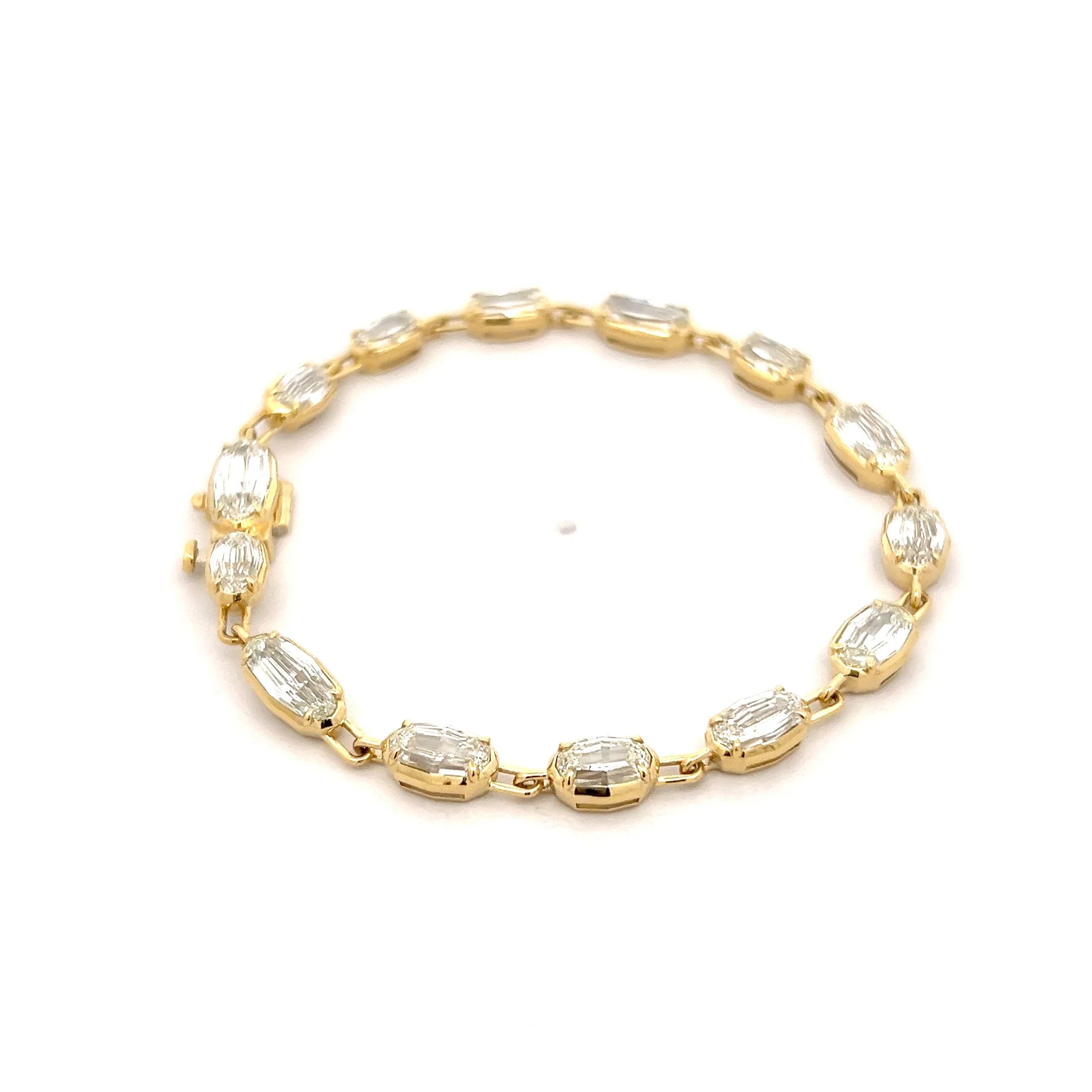 9.89 Diamond Paperclip Link Bracelet 18k Yellow Gold - Image 4