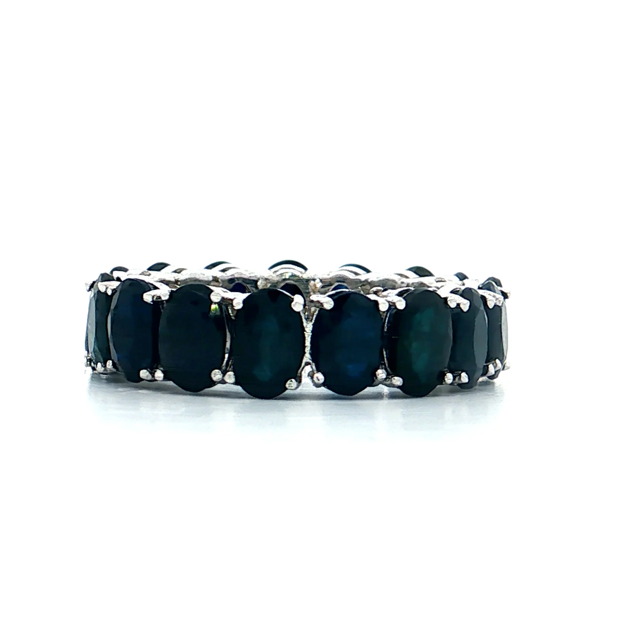 9 Carat Oval Sapphire Eternity Band 14k White Gold - Image 2