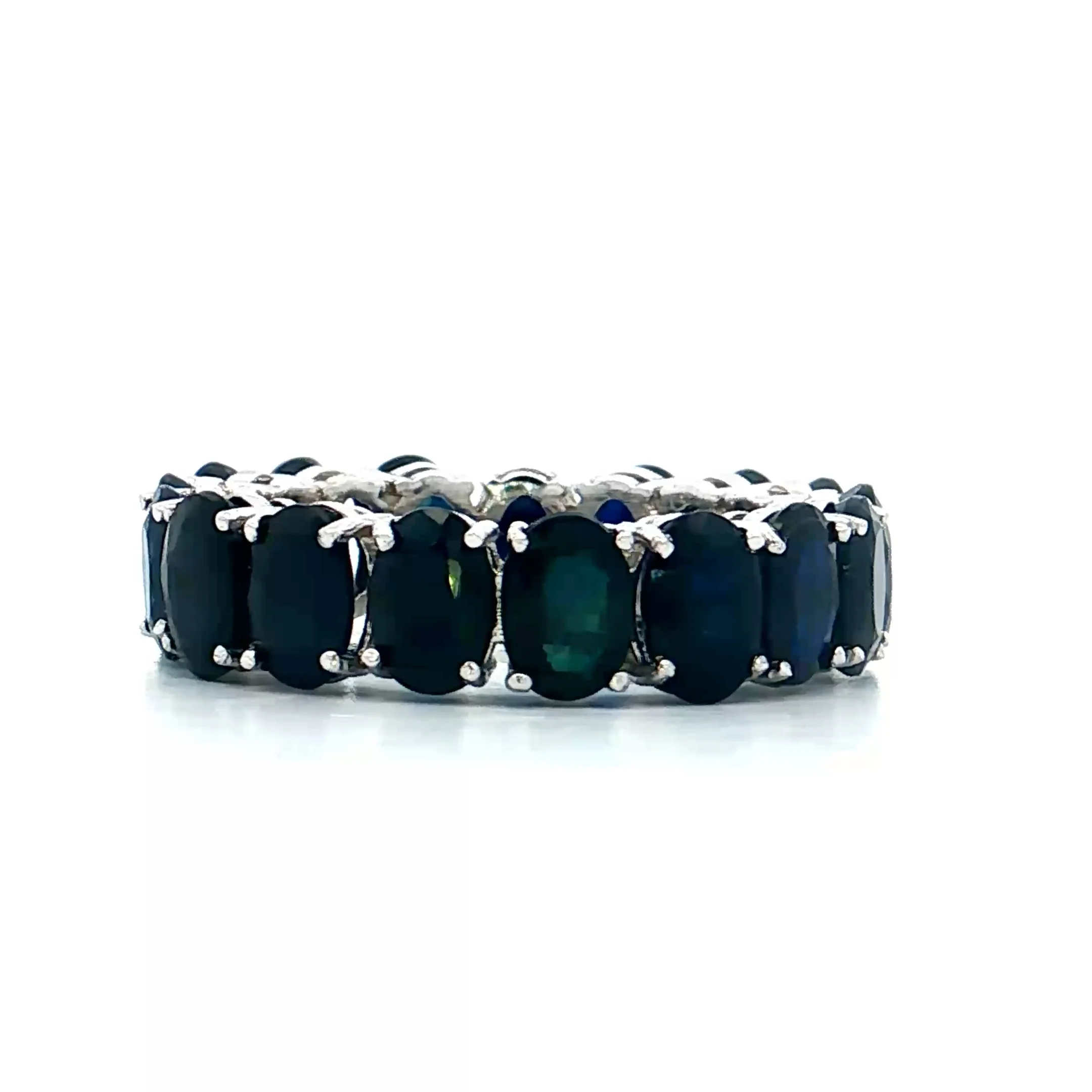 9 Carat Oval Sapphire Eternity Band 14k White Gold - Image 4