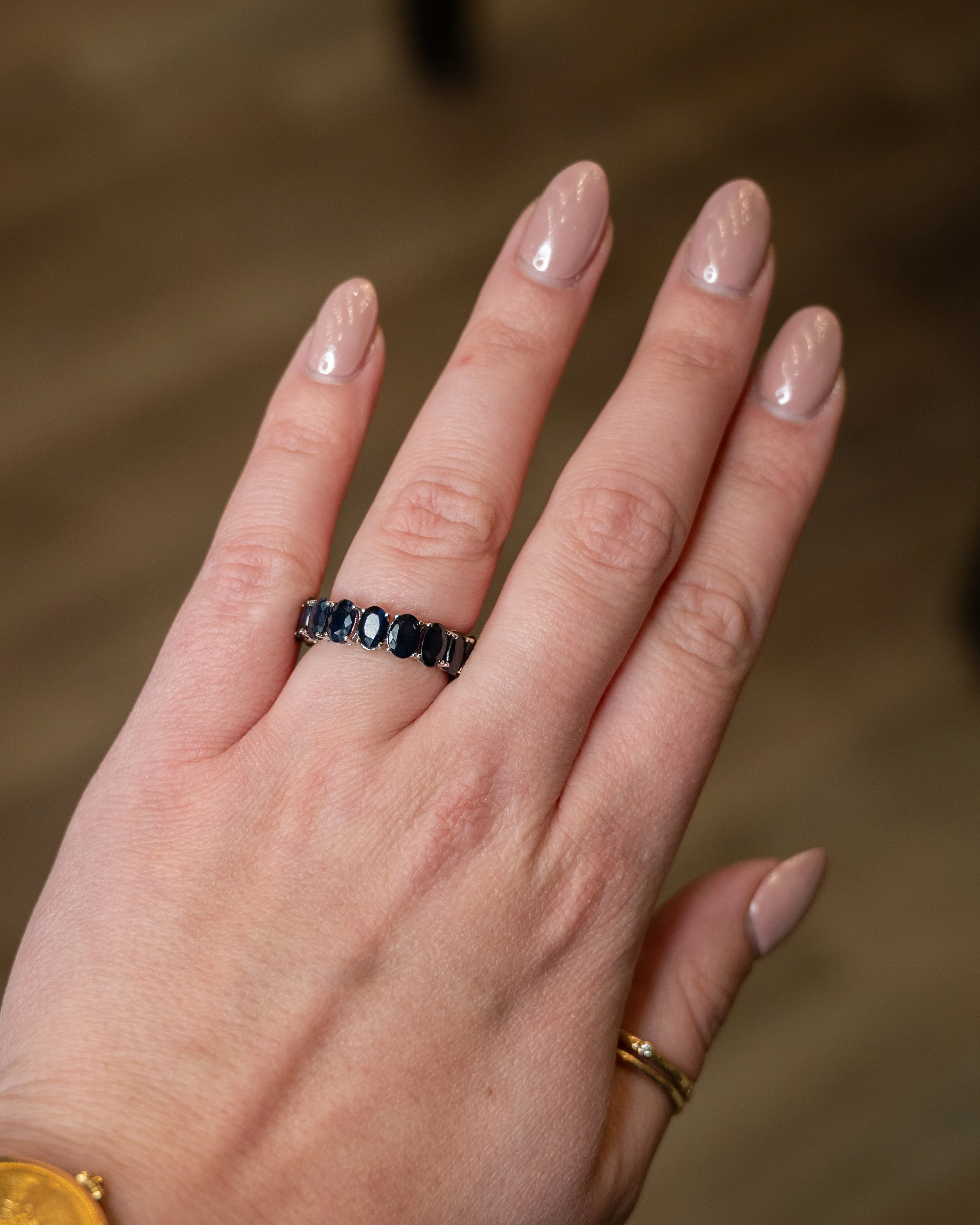 9 Carat Oval Sapphire Eternity Band 14k White Gold - Image 8