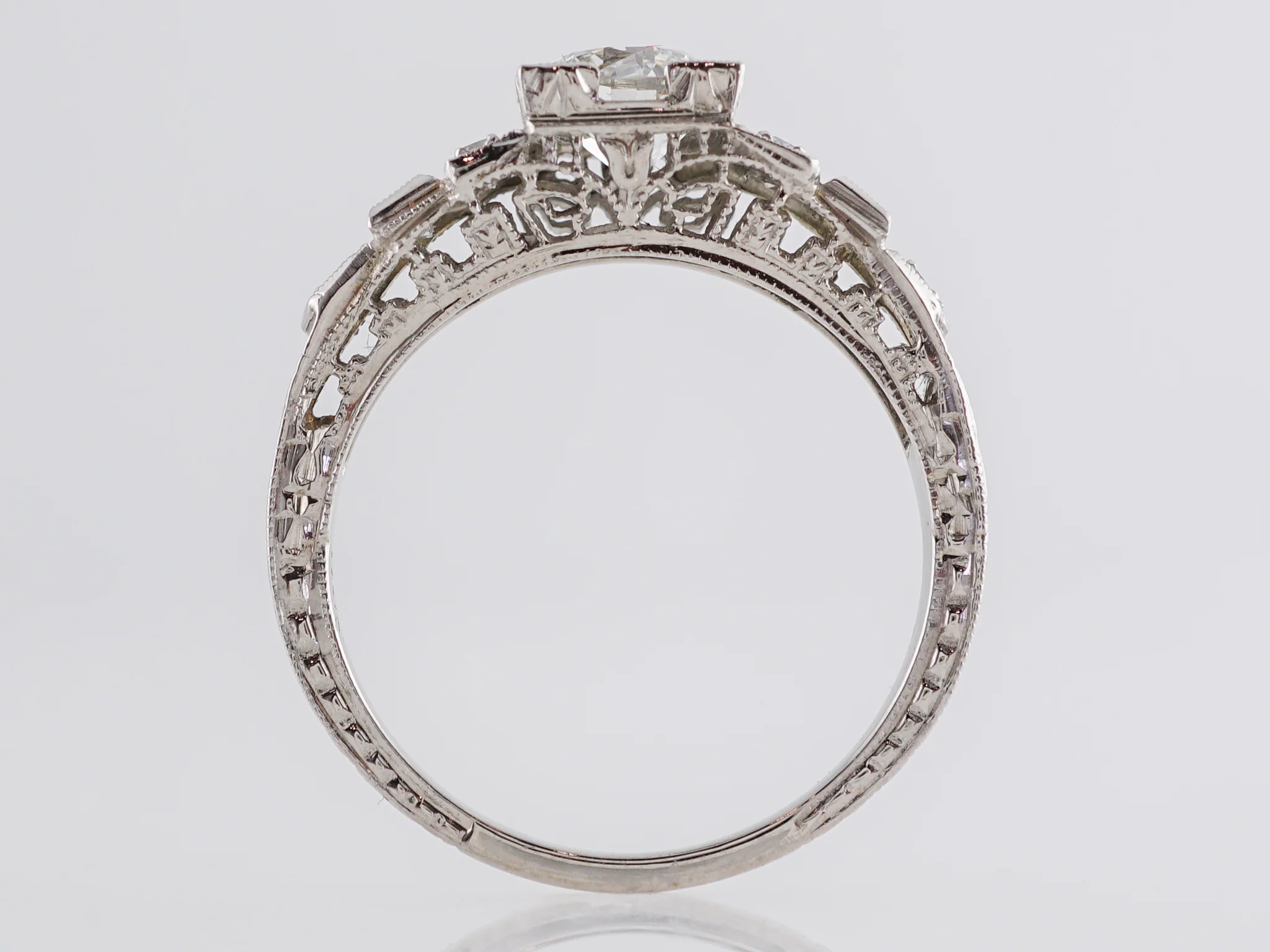 .90 Art Deco Diamond Engagement Ring in 18K White Gold - Image 3