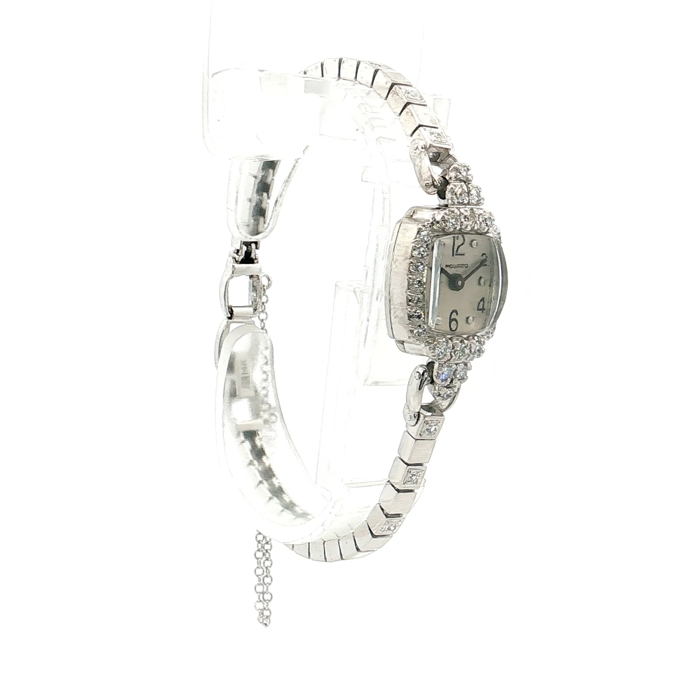 .90 Art Deco Diamond Movado Watch 14k White Gold - Image 3