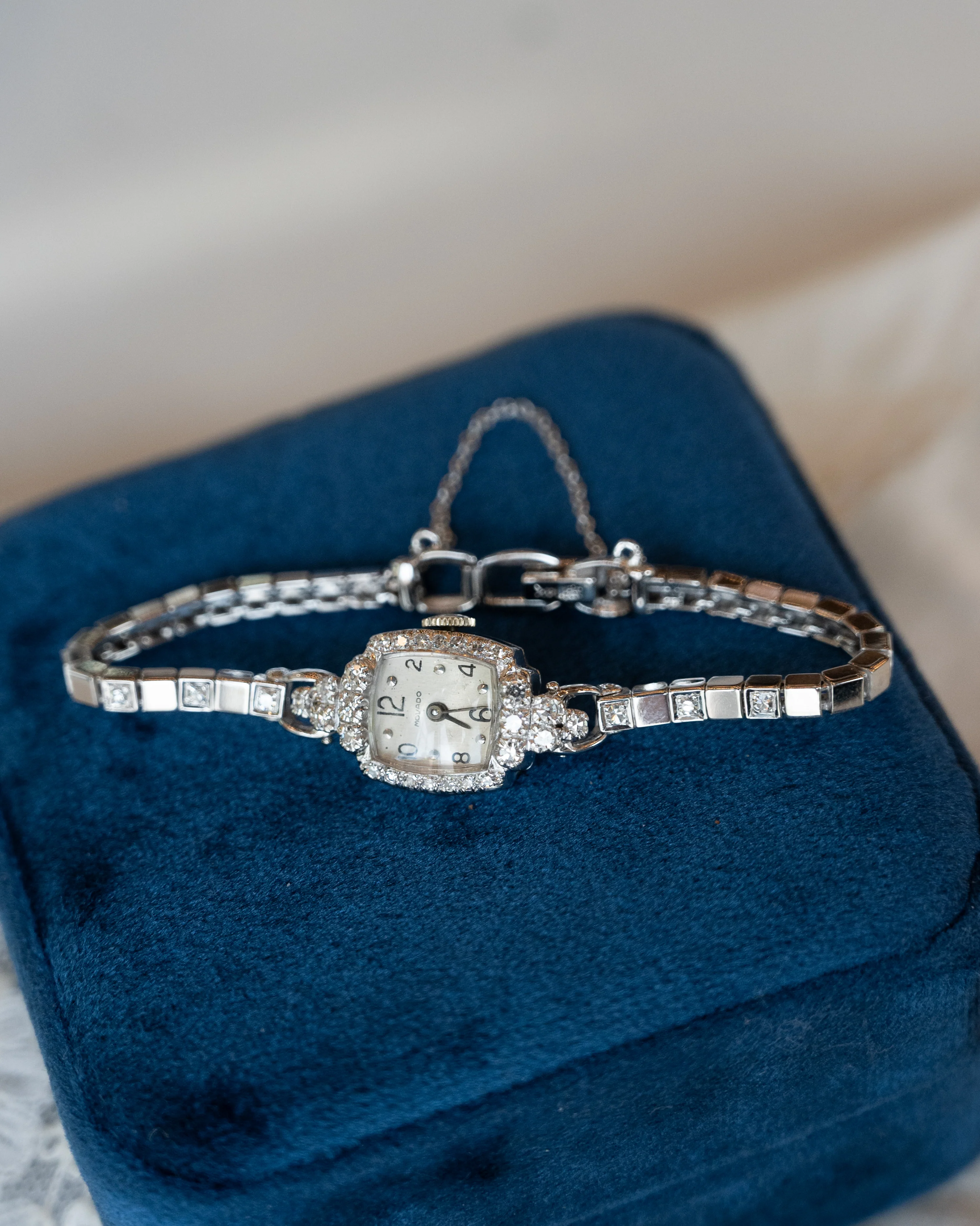 .90 Art Deco Diamond Movado Watch 14k White Gold - Image 5