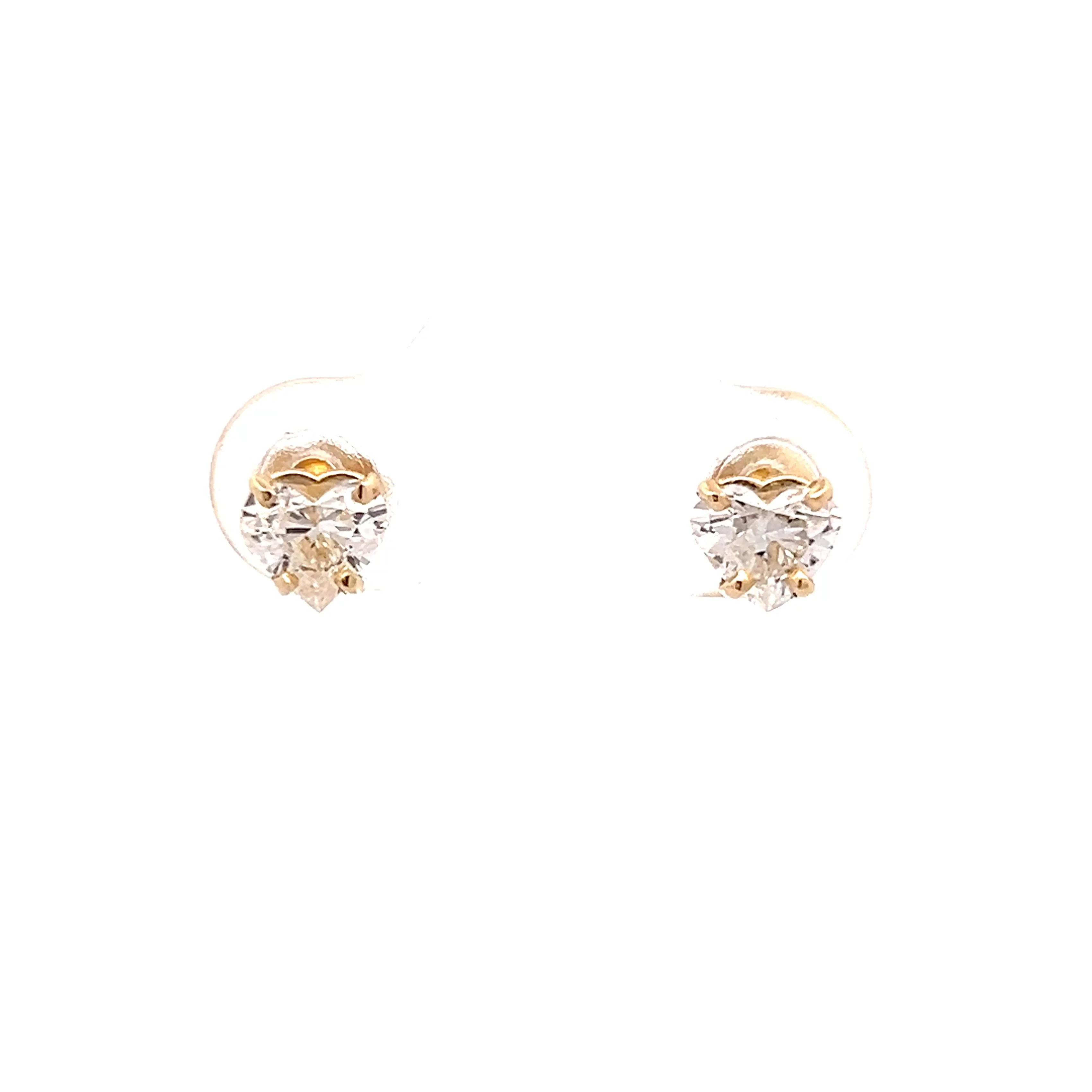 .90 Heart Shaped Diamond Stud Earrings in 14k