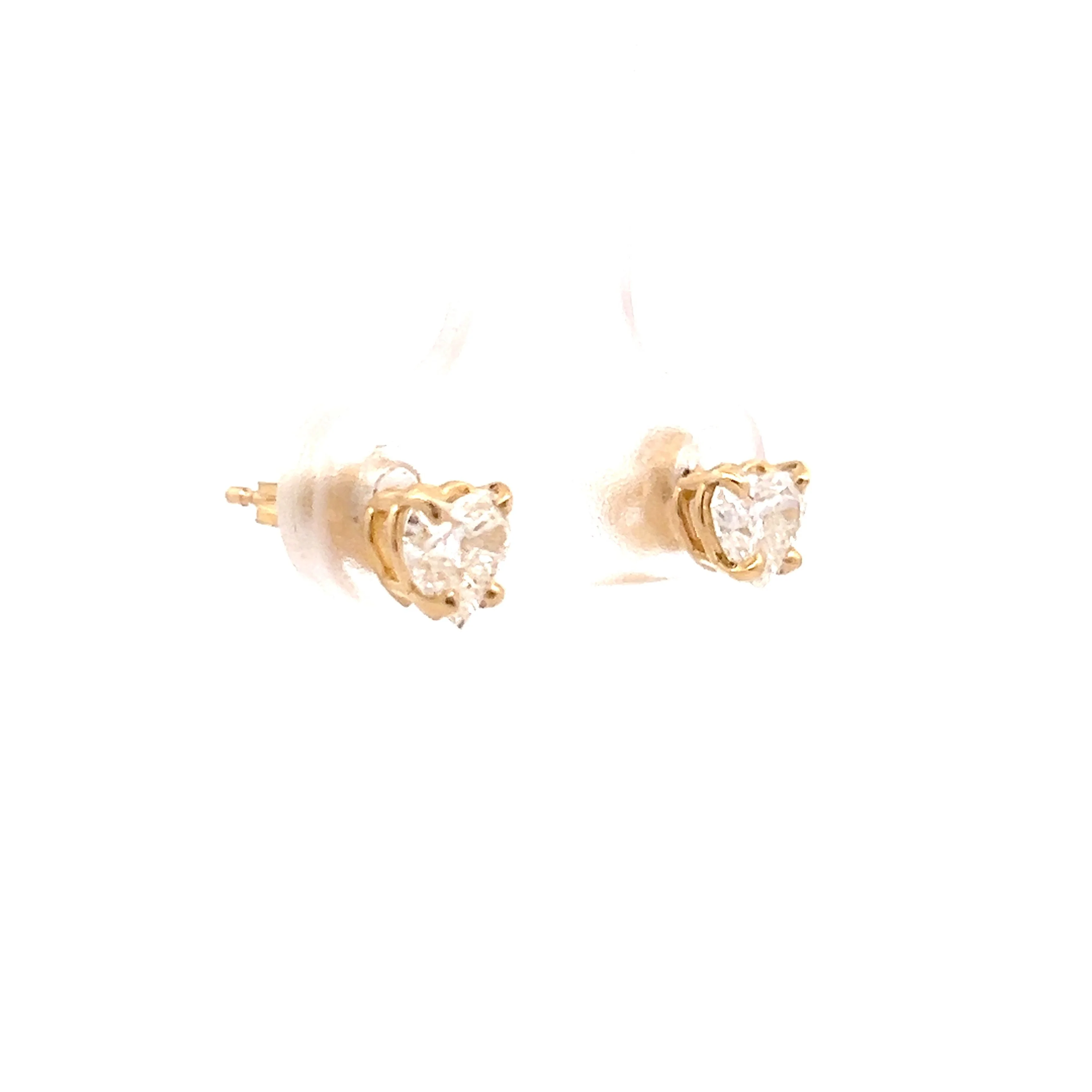 .90 Heart Shaped Diamond Stud Earrings in 14k - Image 3