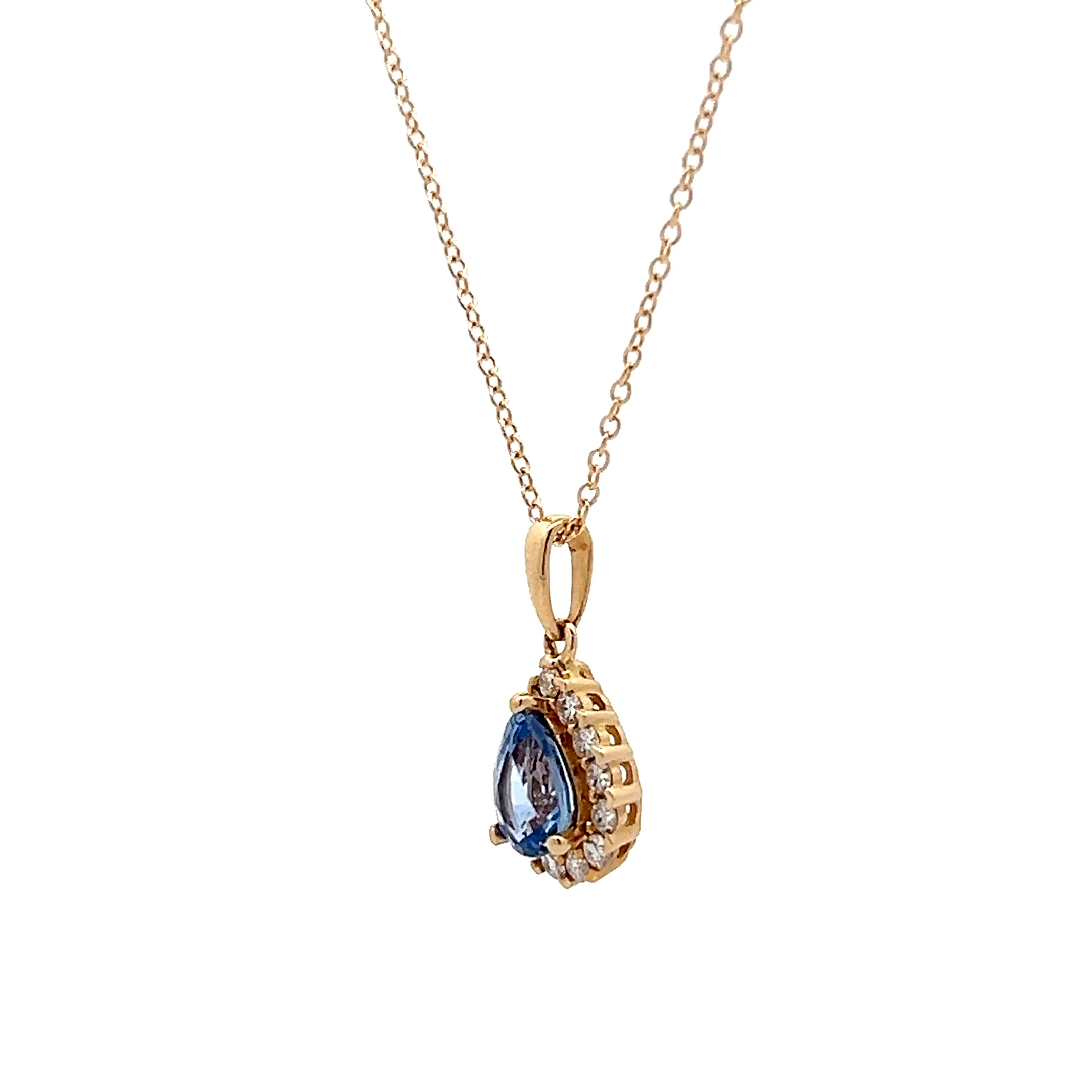 .90 Pear Cut Sapphire & Diamond Necklace in 14k - Image 2