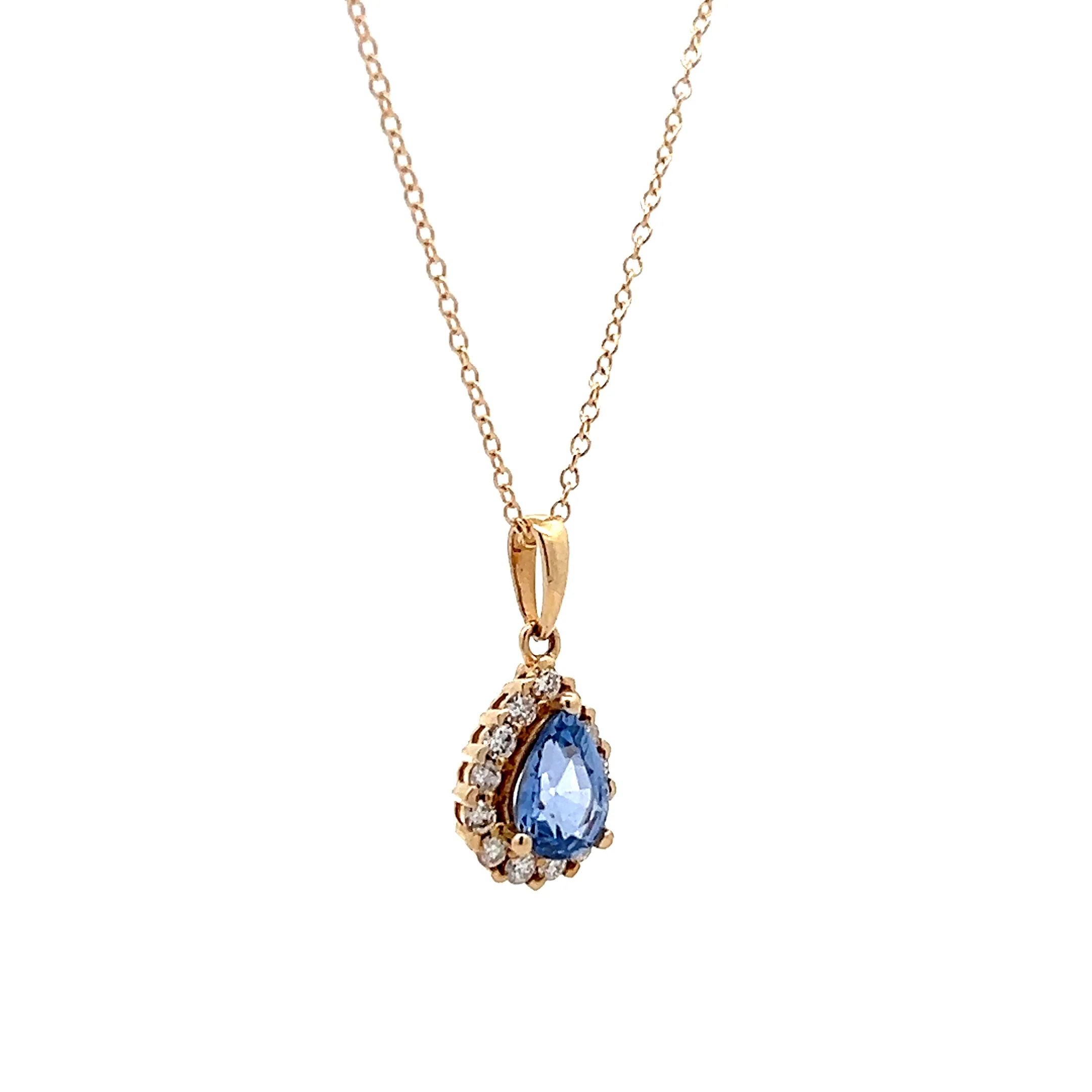 .90 Pear Cut Sapphire & Diamond Necklace in 14k - Image 3