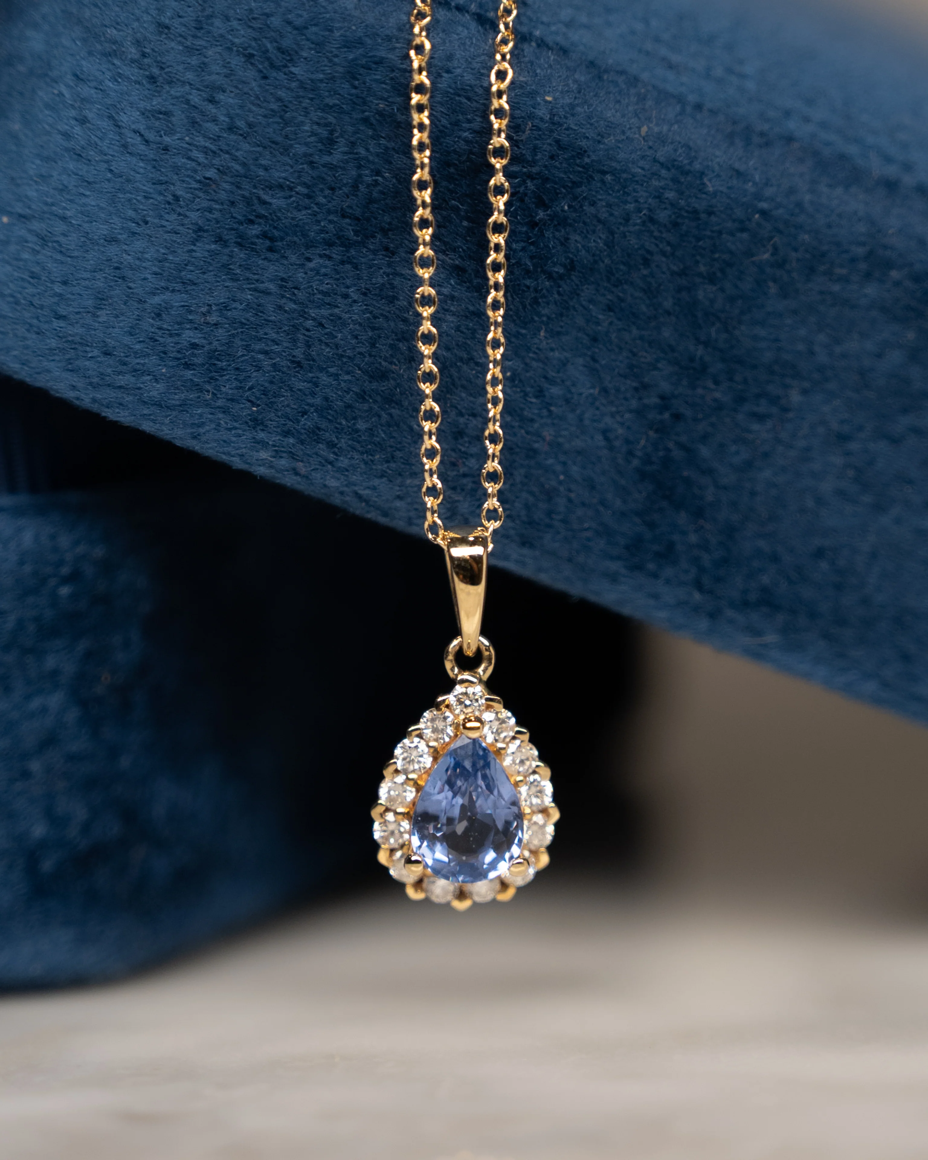 .90 Pear Cut Sapphire & Diamond Necklace in 14k - Image 5