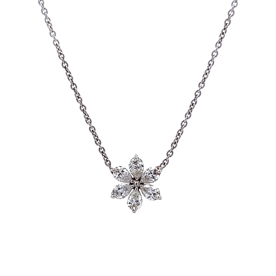 .90 Pear Diamond Pendant Necklace in 14k White Gold