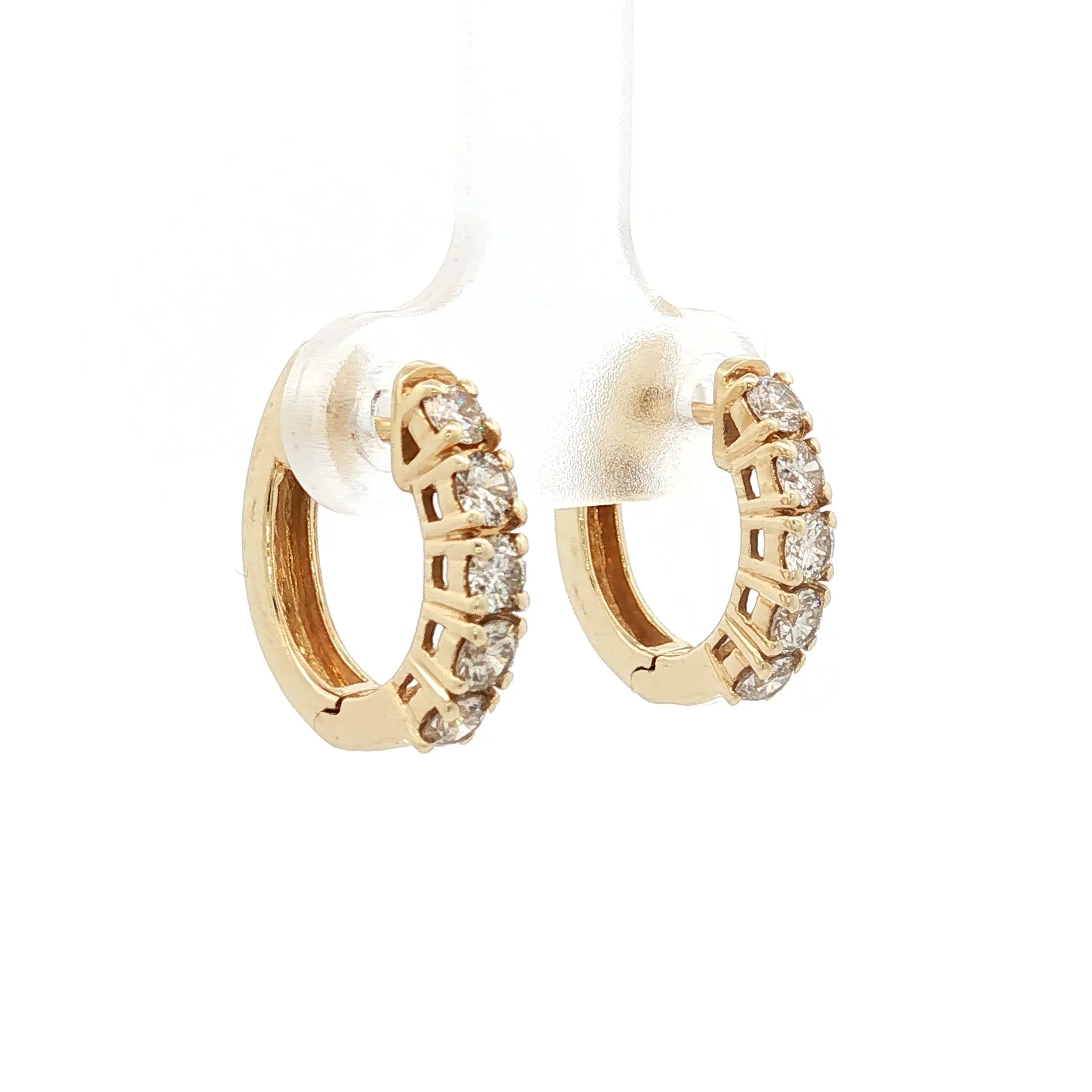 .90 Round Brilliant Diamond Hoop Earrings 14k - Image 3