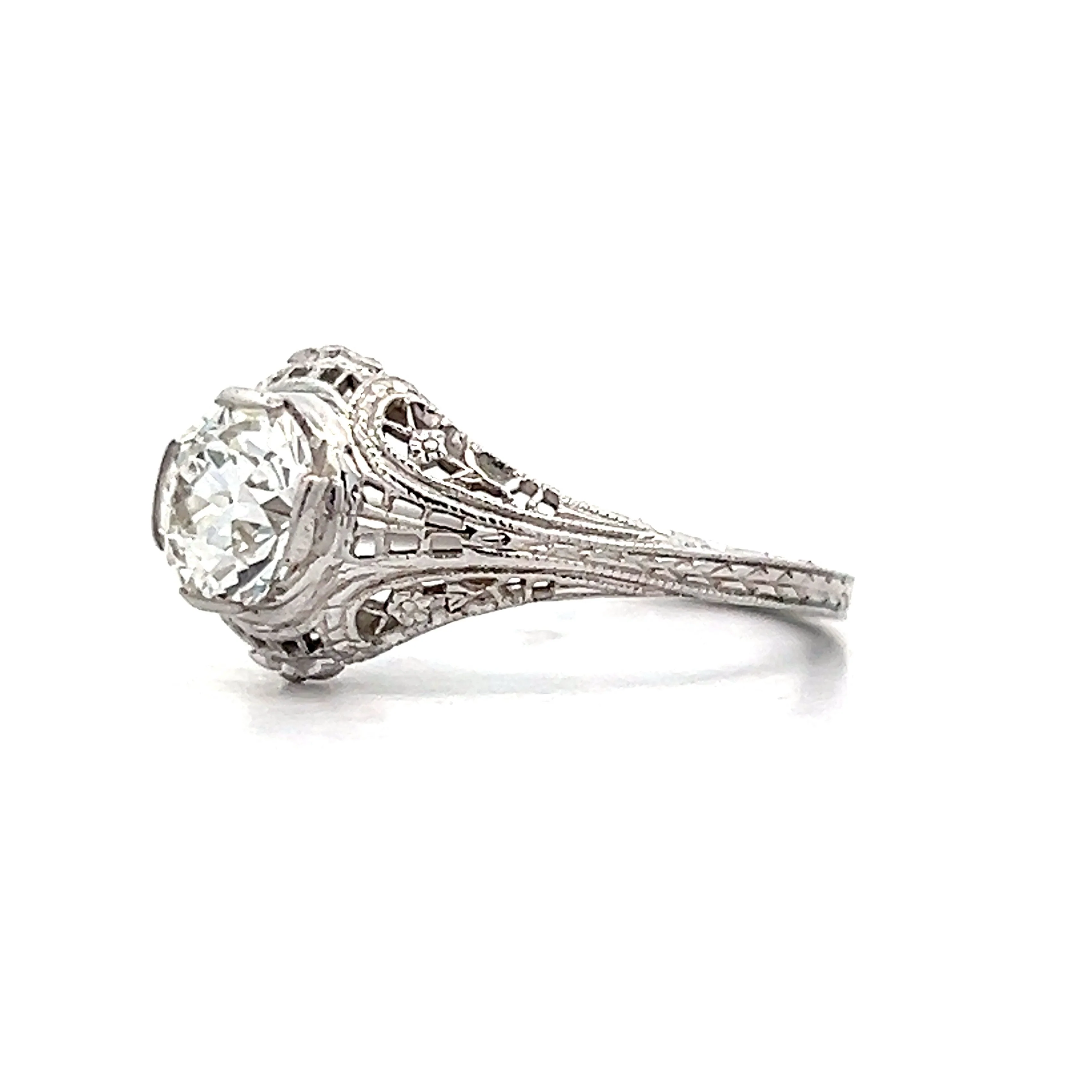 .91 Art Deco European Diamond Engagement Ring in 18k - Image 2