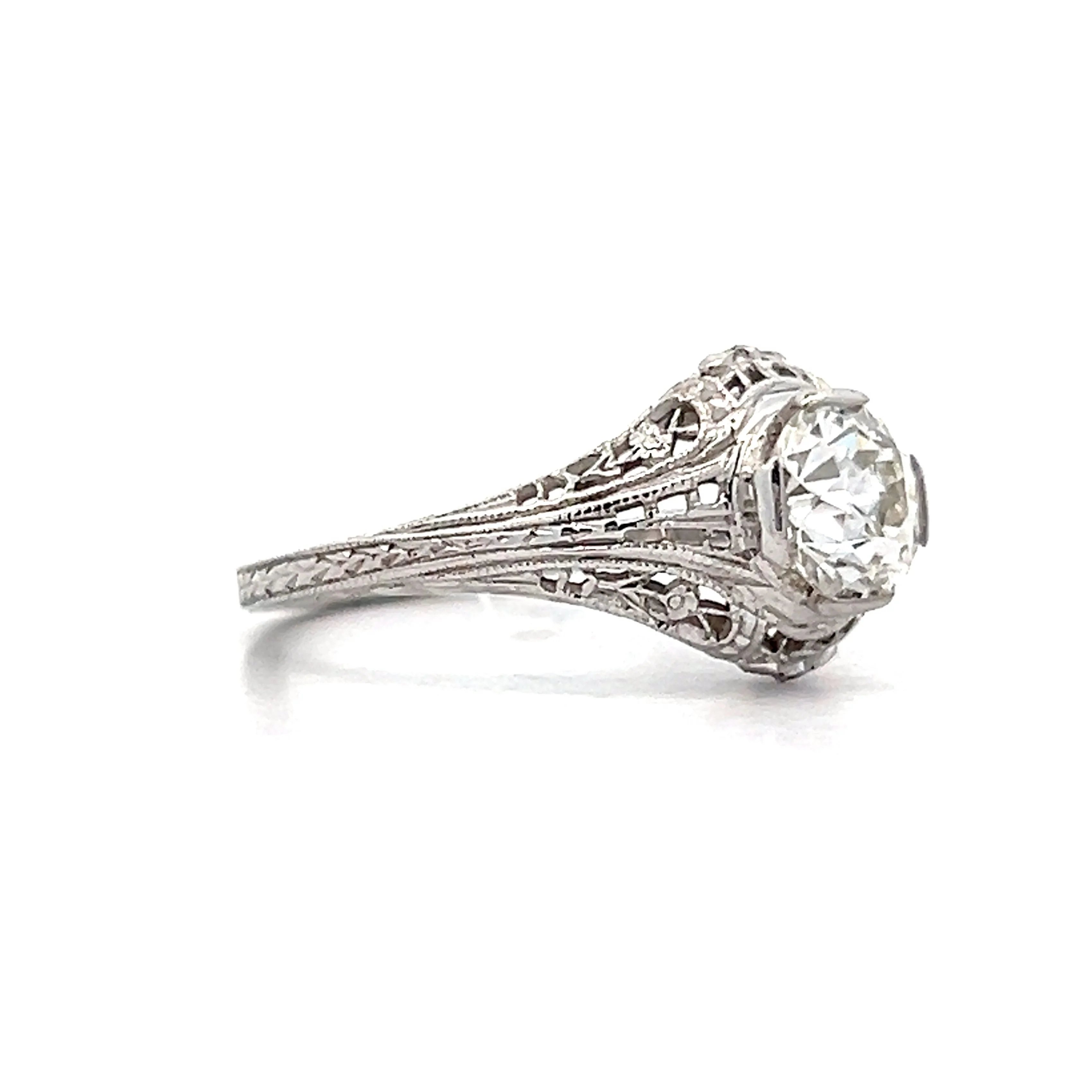 .91 Art Deco European Diamond Engagement Ring in 18k - Image 3