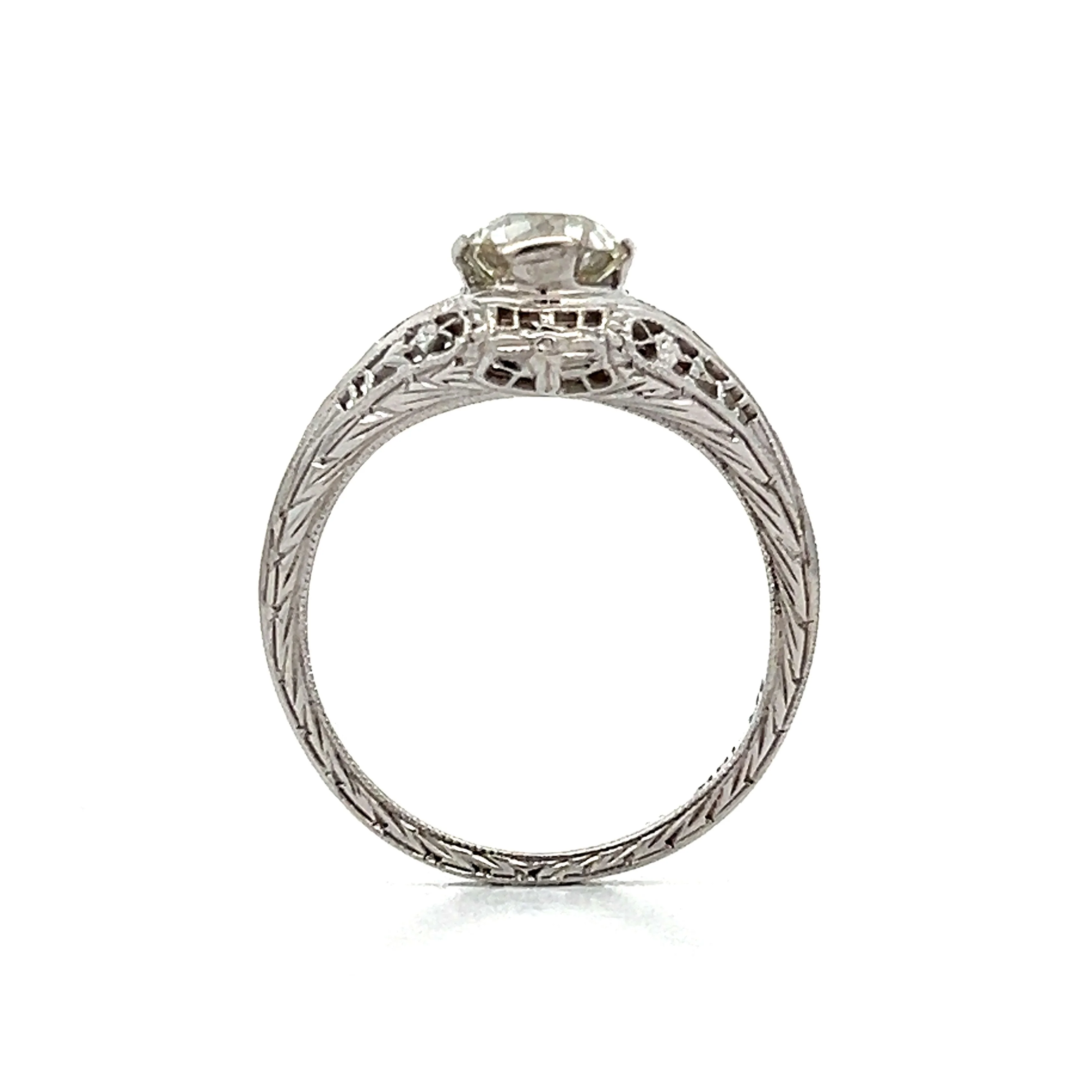 .91 Art Deco European Diamond Engagement Ring in 18k - Image 4