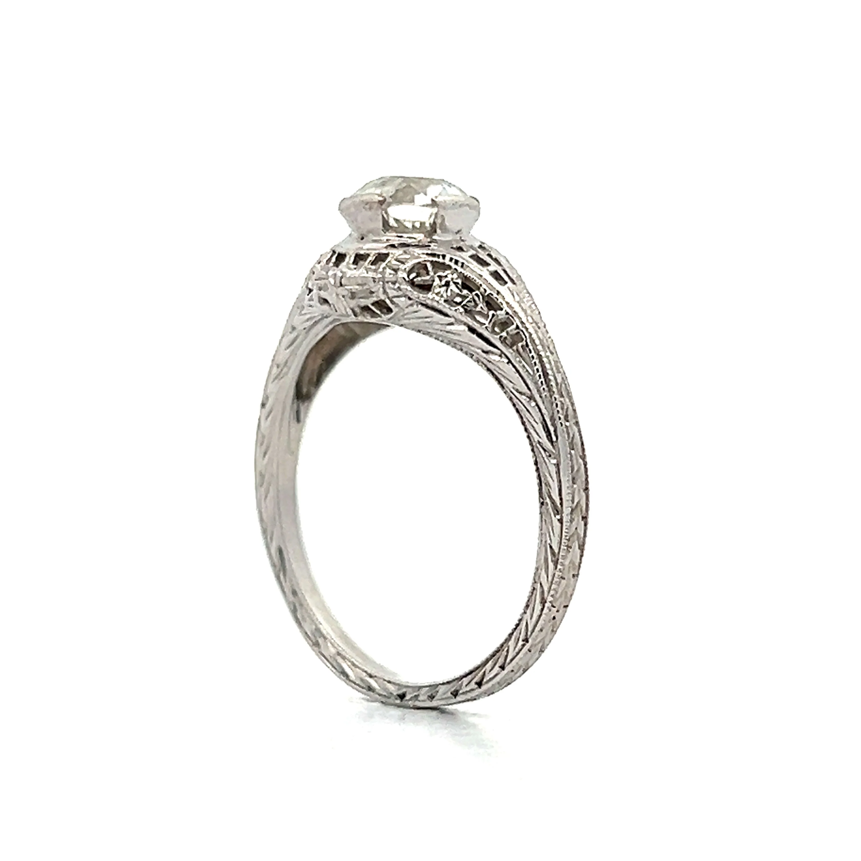 .91 Art Deco European Diamond Engagement Ring in 18k - Image 5