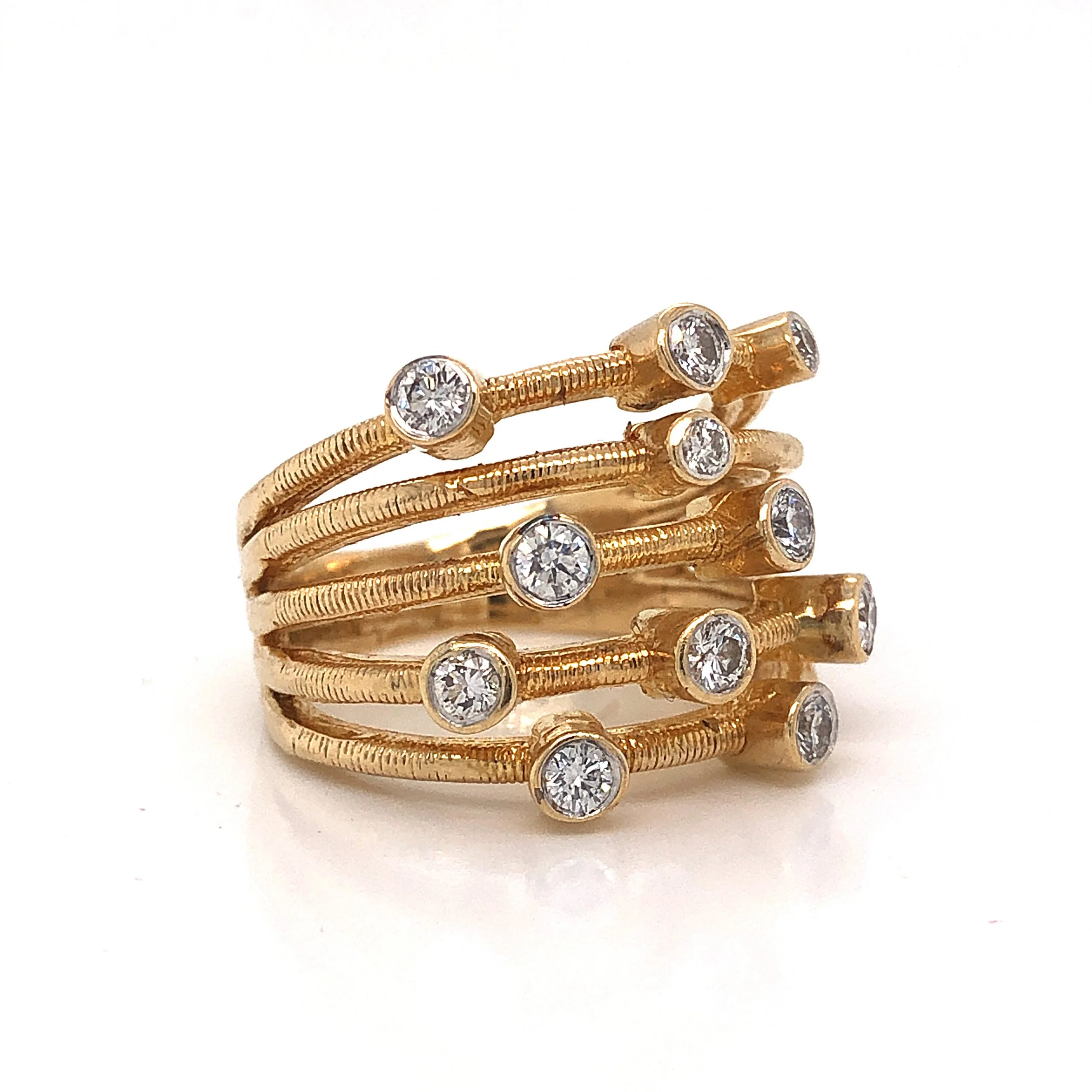 .91 Bezel Set Diamond Cocktail Ring 14k Yellow Gold - Image 3