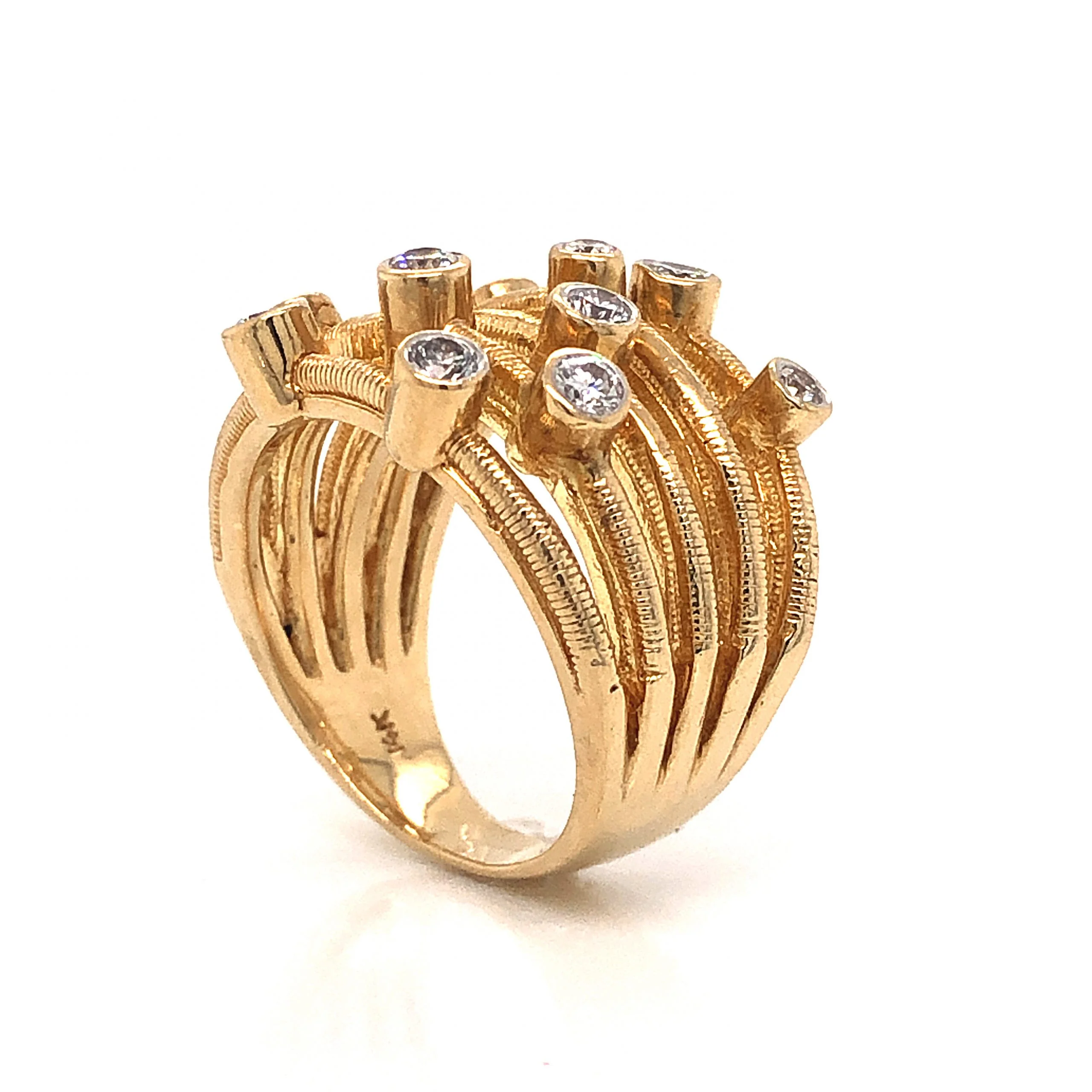 .91 Bezel Set Diamond Cocktail Ring 14k Yellow Gold - Image 4