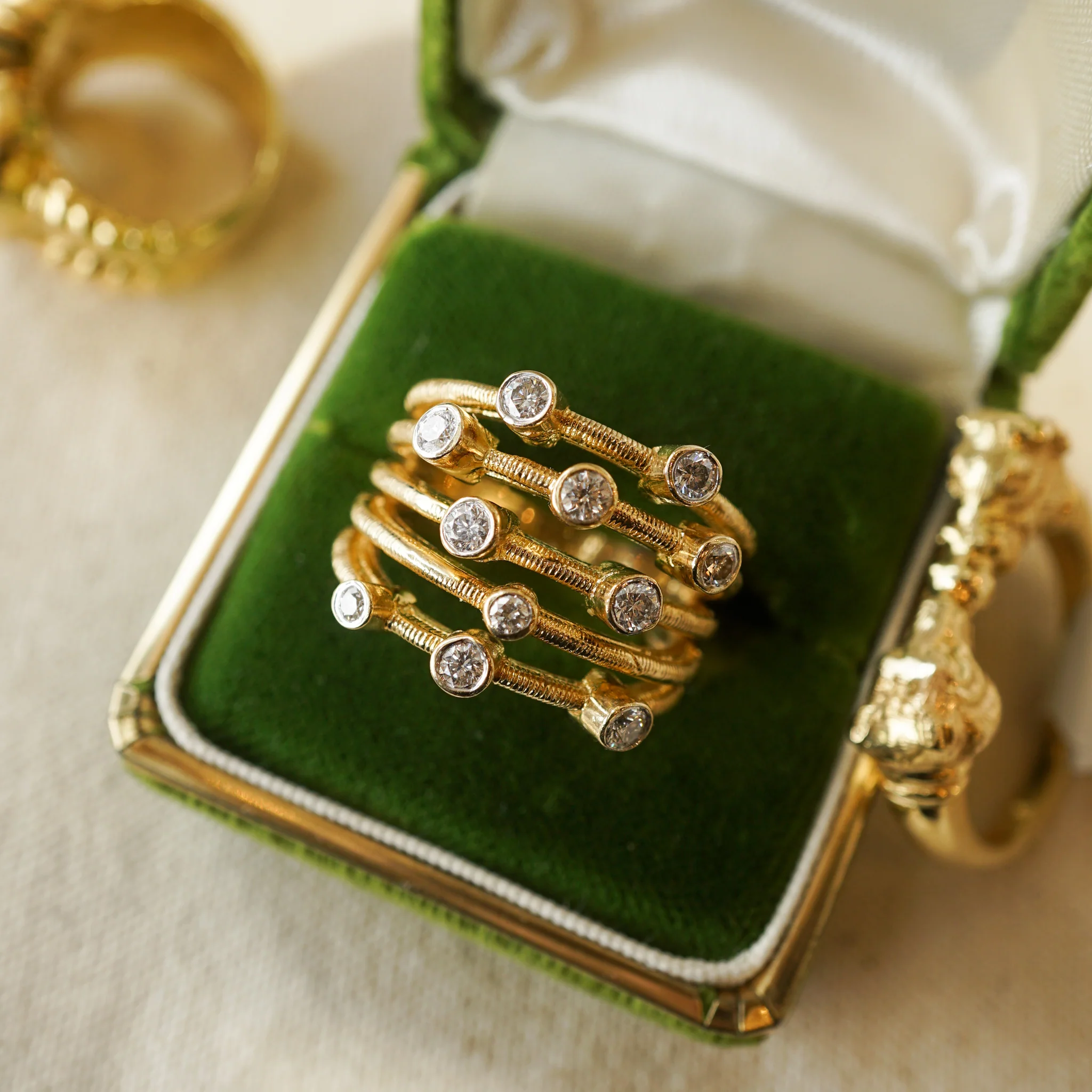 .91 Bezel Set Diamond Cocktail Ring 14k Yellow Gold - Image 5