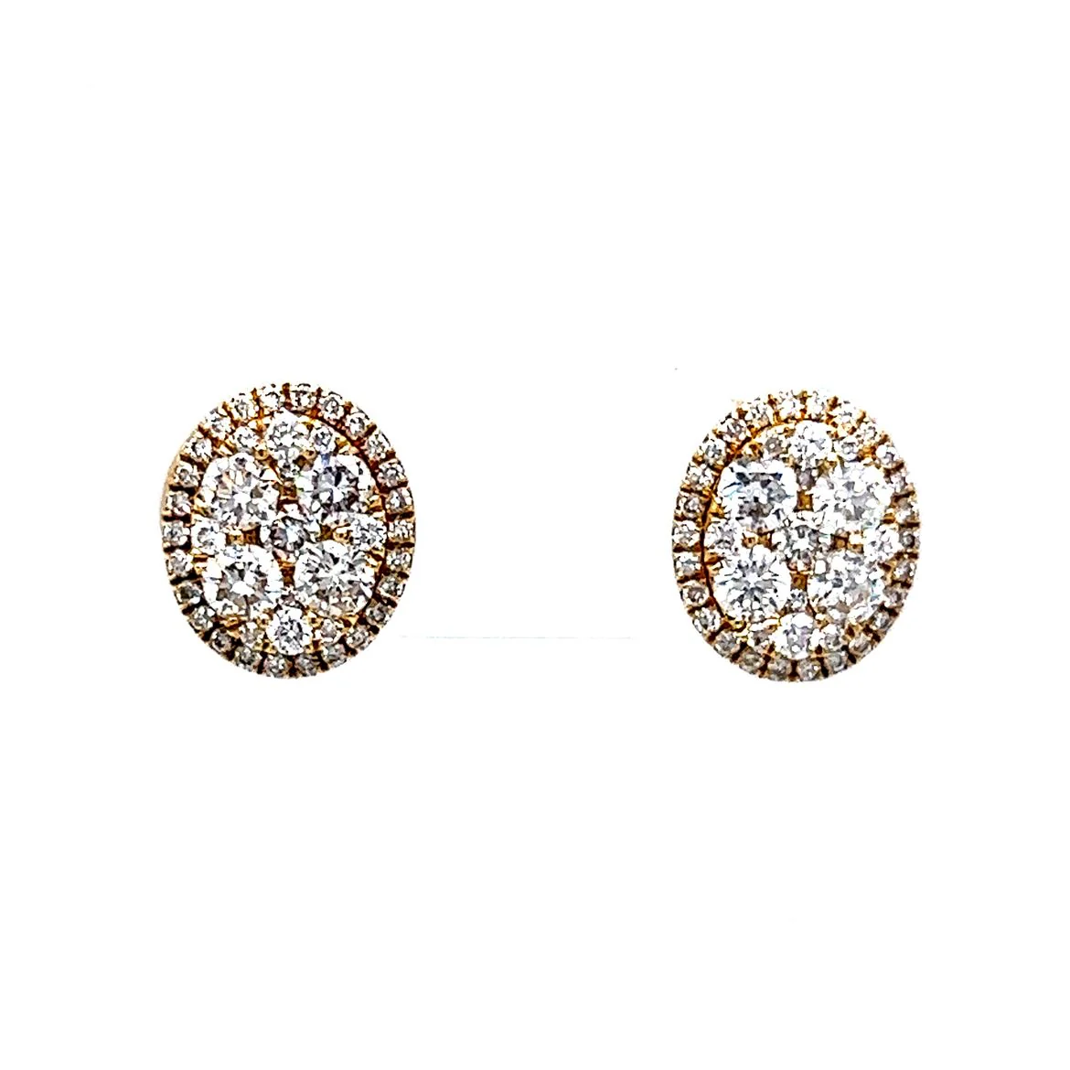 .91 Carat Diamond Cluster Earrings in 14k Yellow Gold