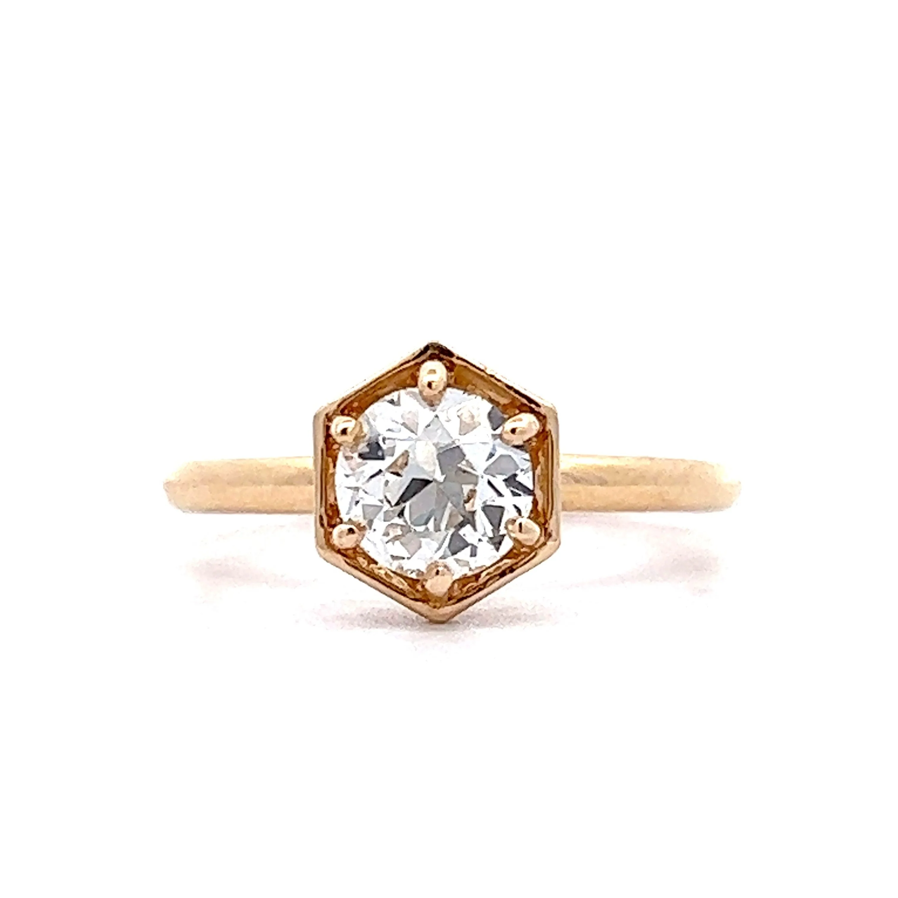 .91 Hidden Halo Diamond Engagement Ring in 14k Yellow Gold