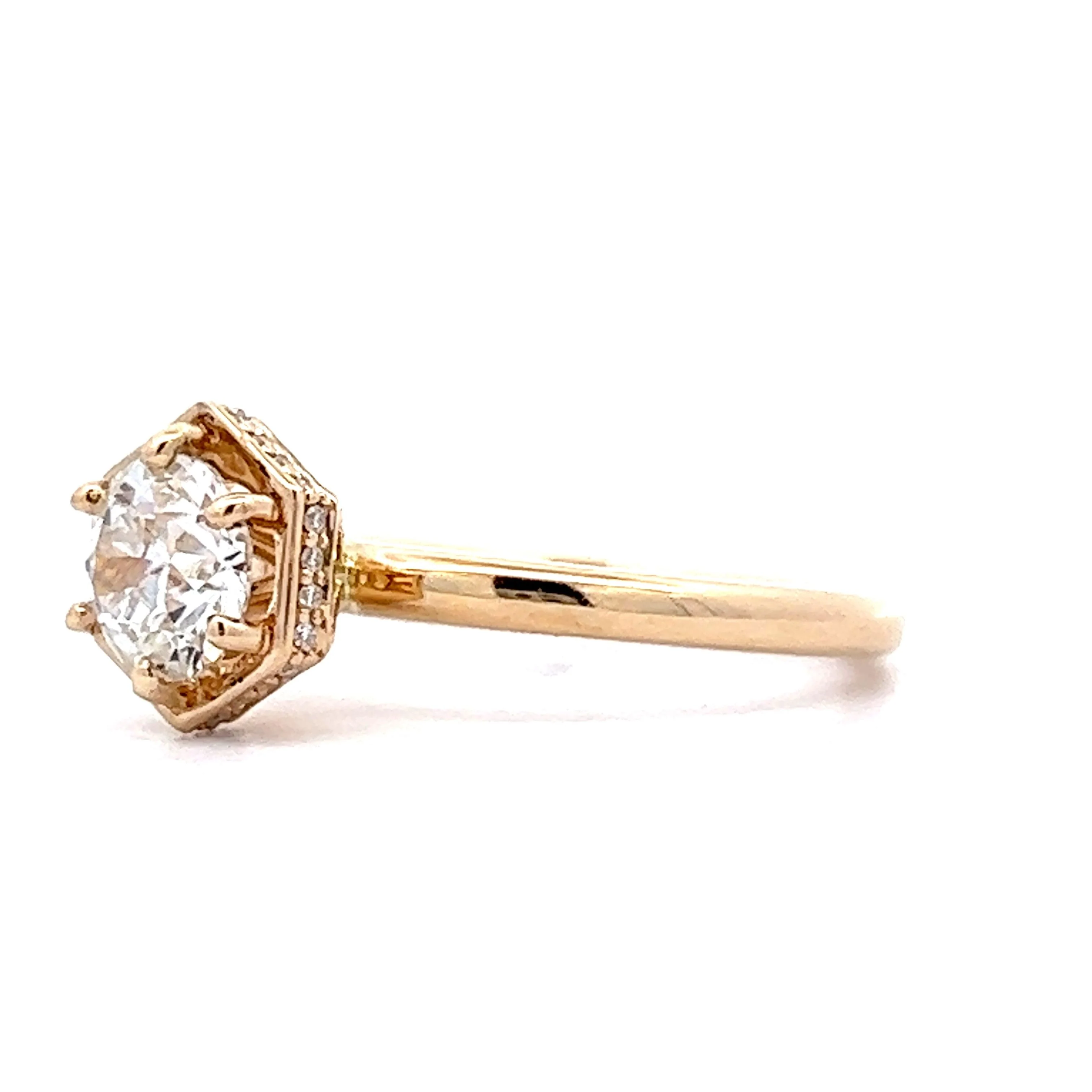 .91 Hidden Halo Diamond Engagement Ring in 14k Yellow Gold - Image 2